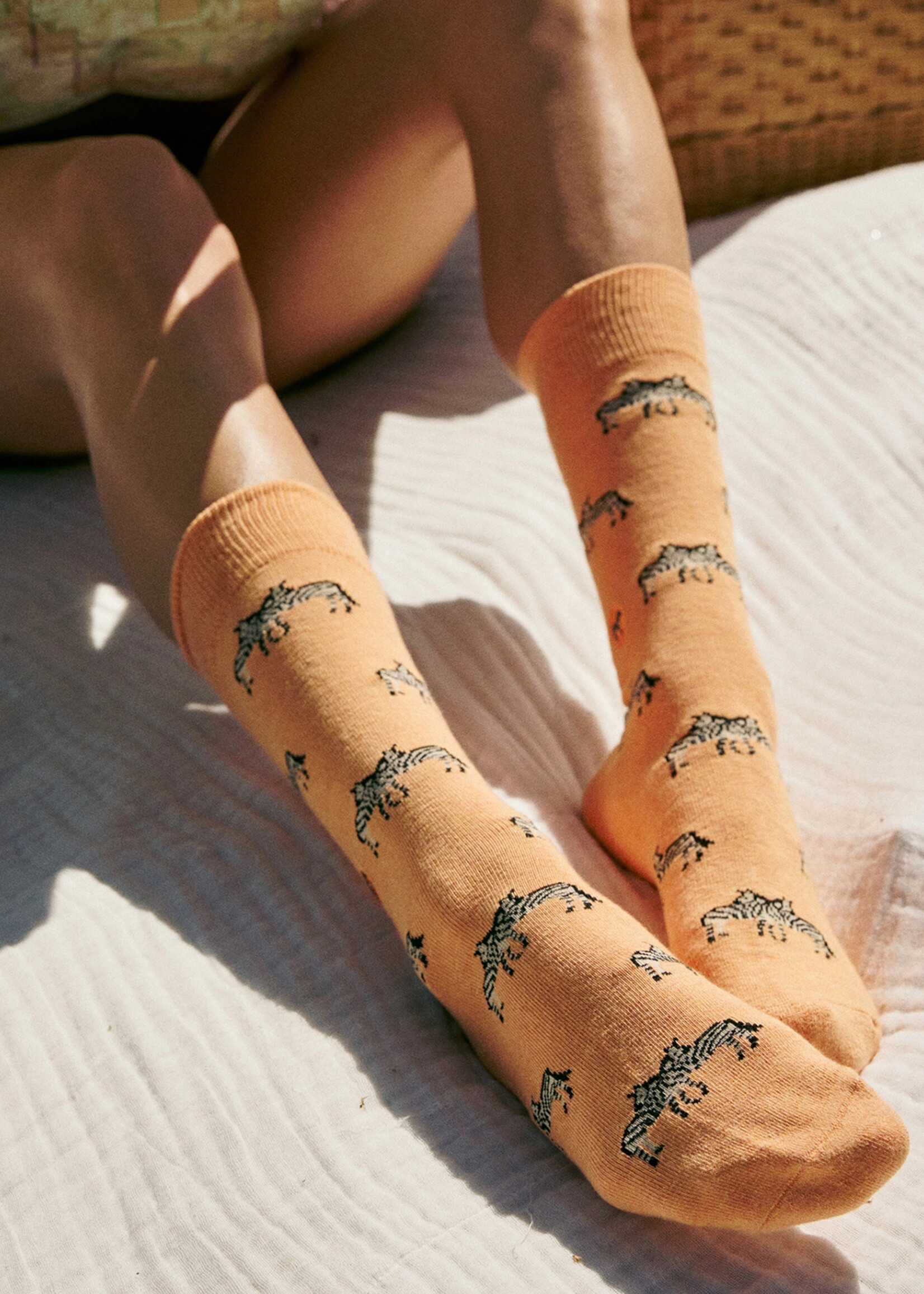 Conscious Step Men's Orange Zebra Socks