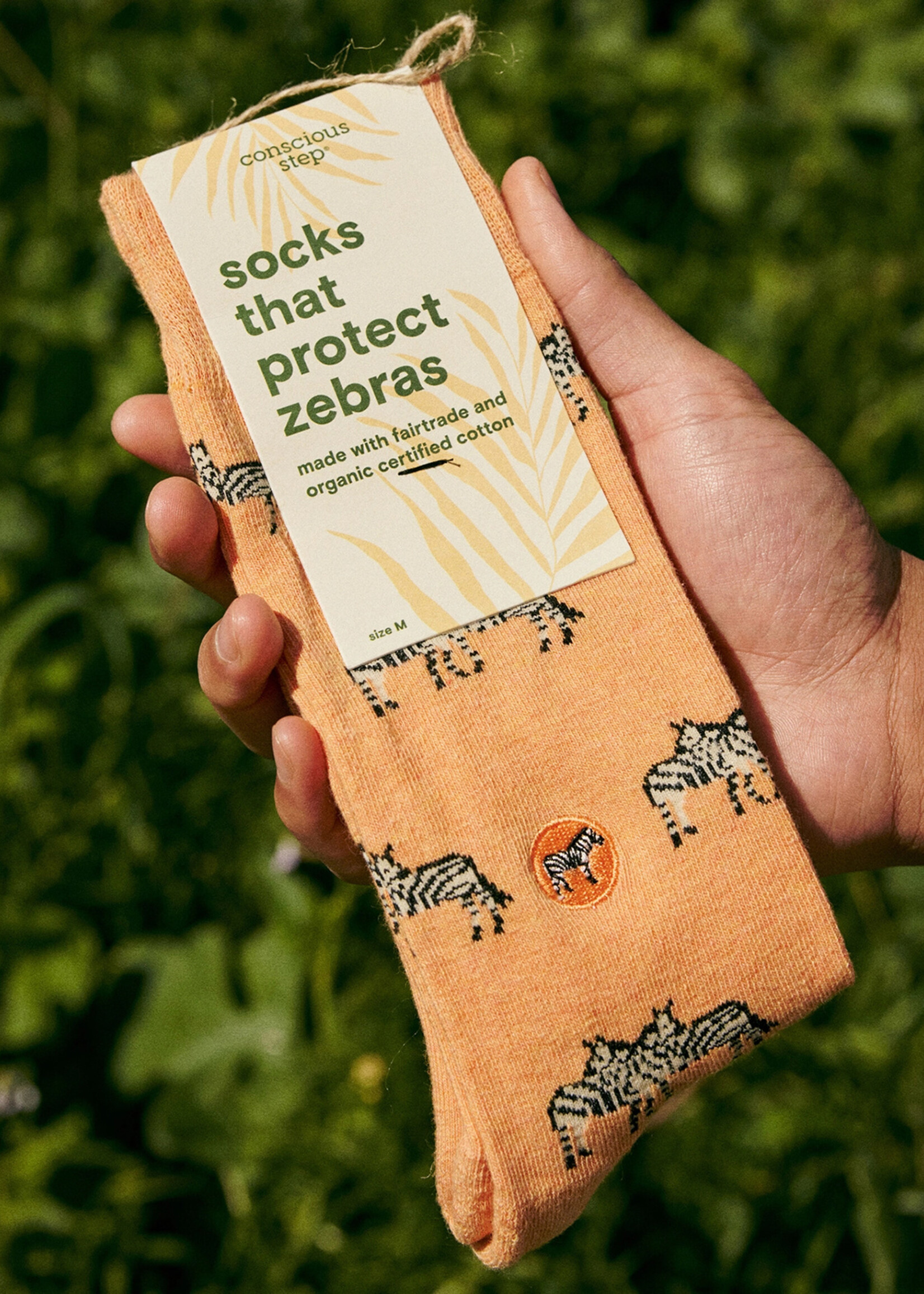 Conscious Step Women's Orange Zebra Socks