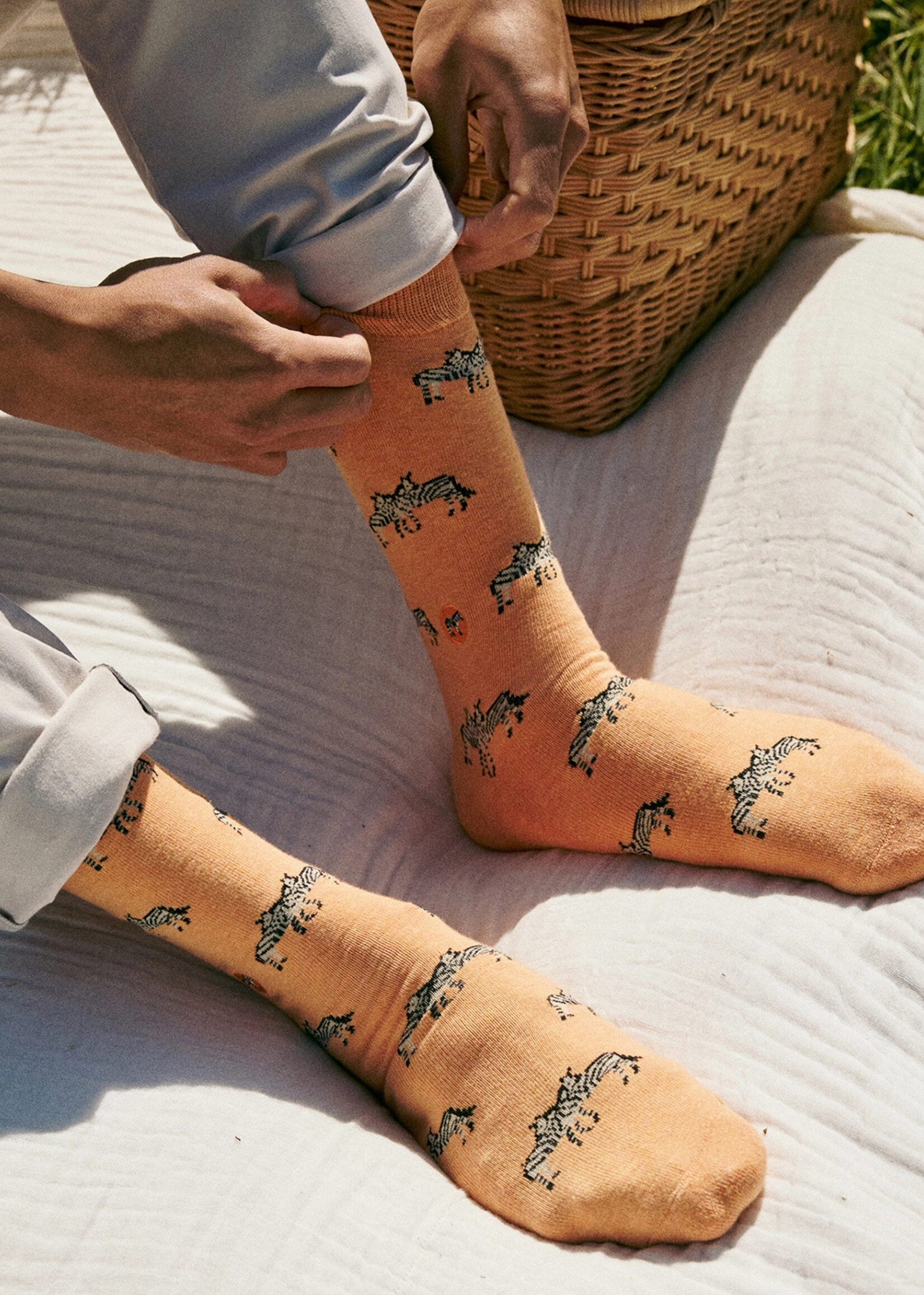 Conscious Step Women's Orange Zebra Socks