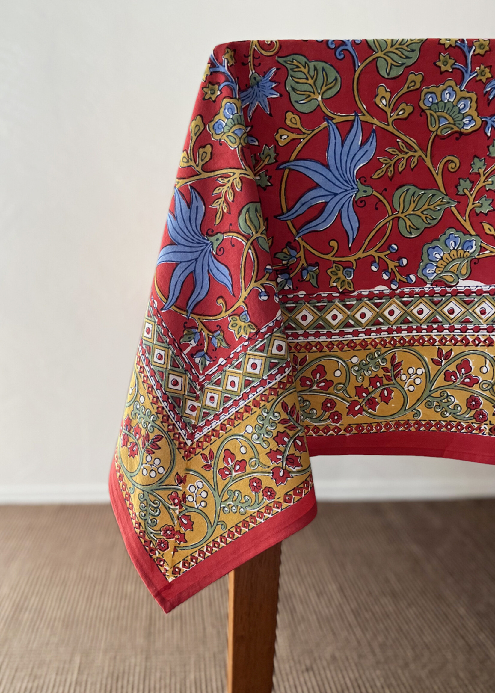 Natural Habitat Indo Fleur Red Tablecloth
