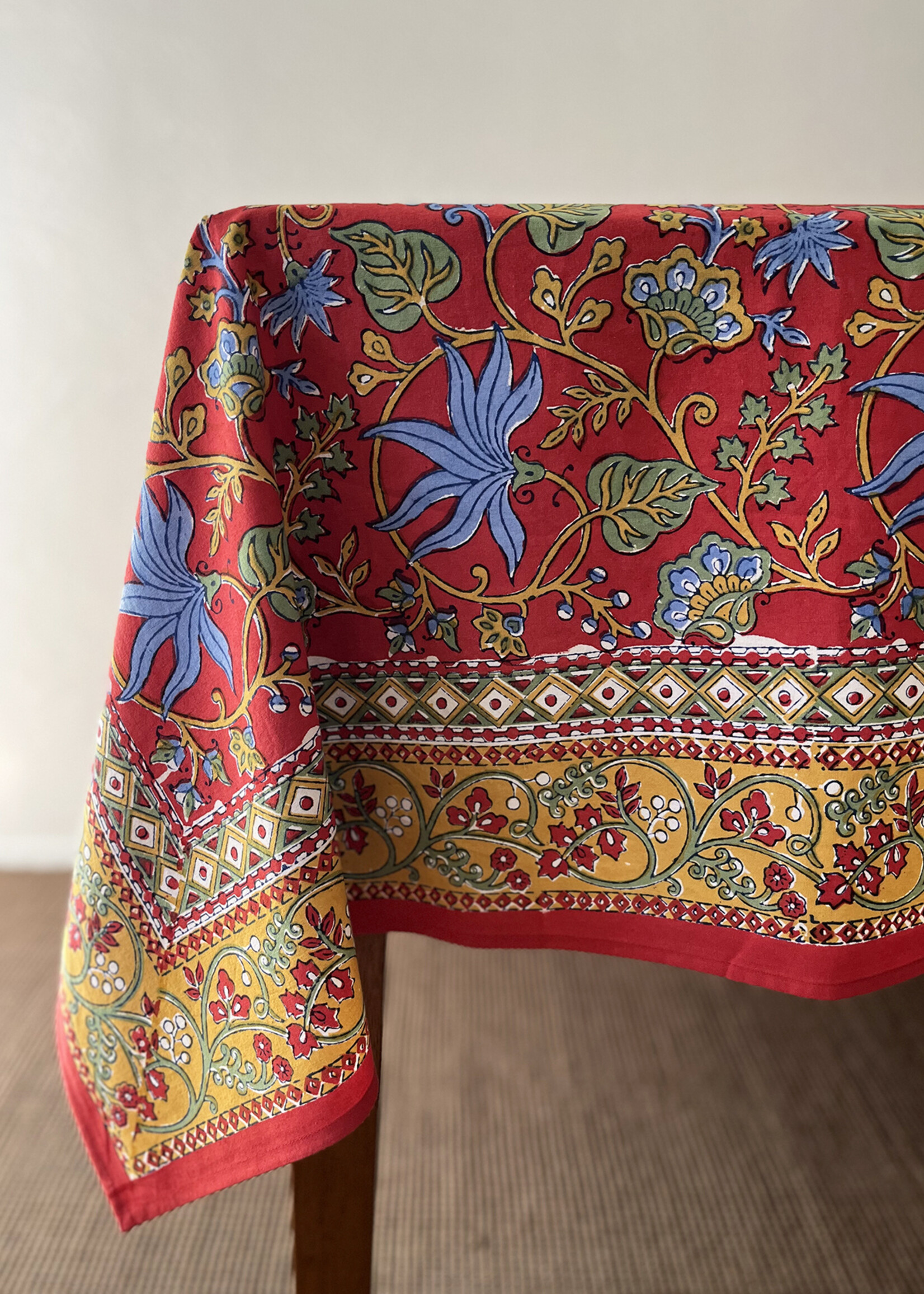 Natural Habitat Indo Fleur Red Tablecloth
