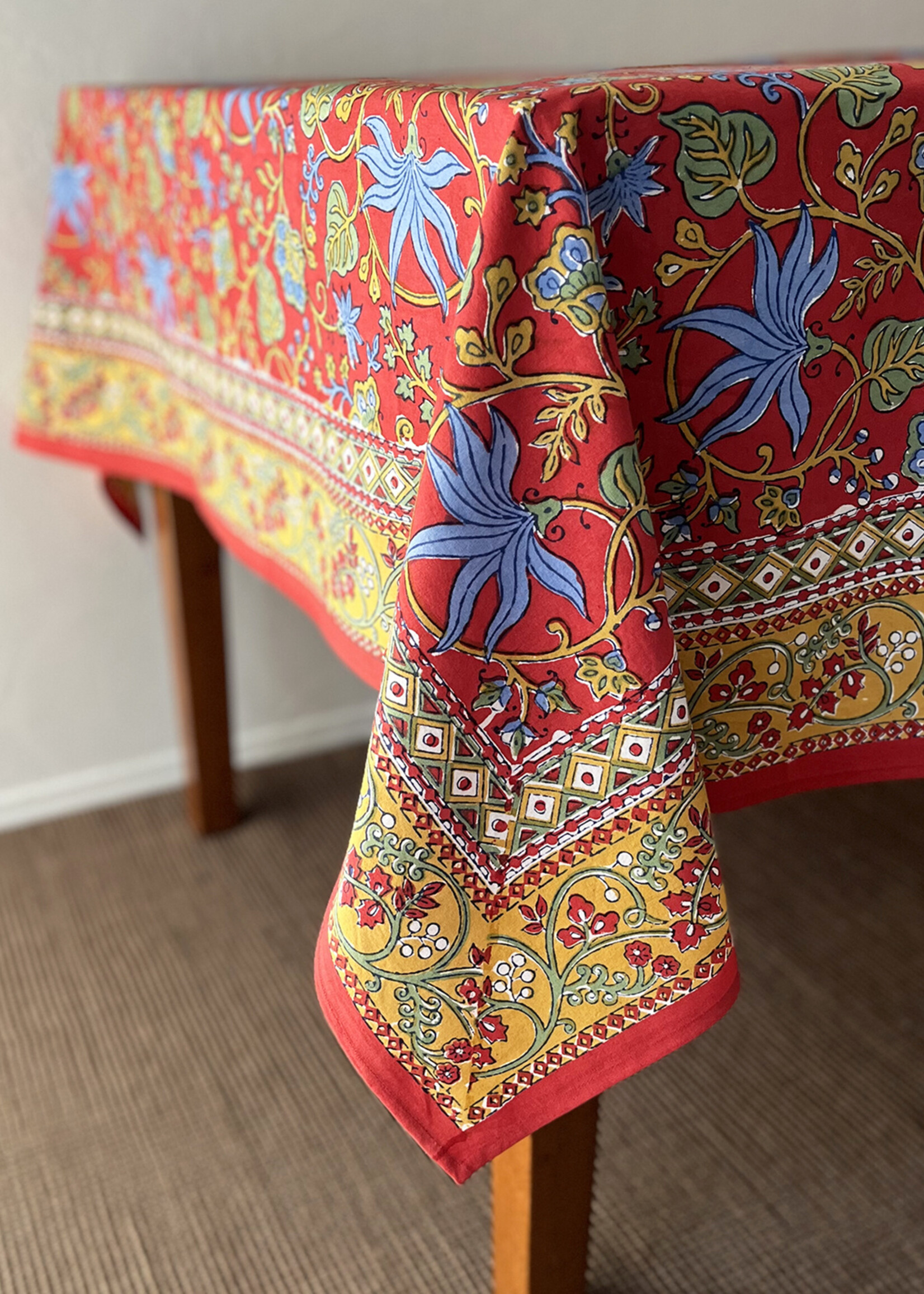 Natural Habitat Indo Fleur Red Tablecloth