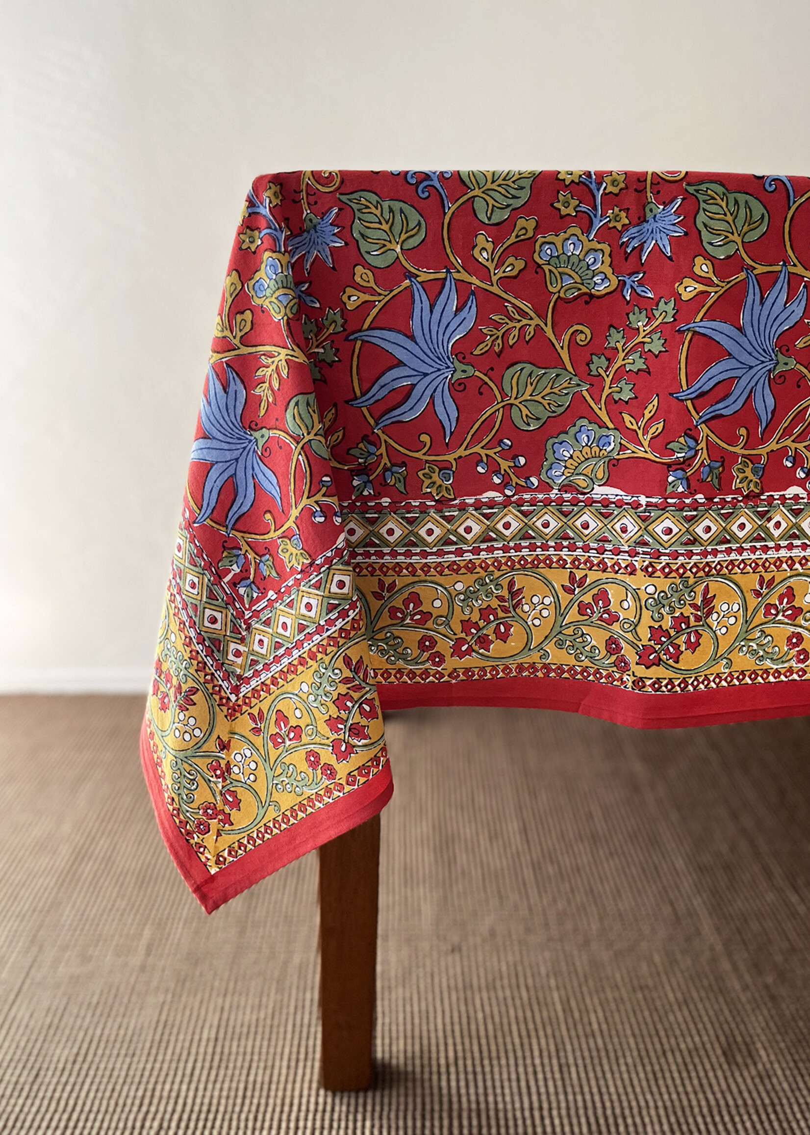 Natural Habitat Indo Fleur Red Tablecloth