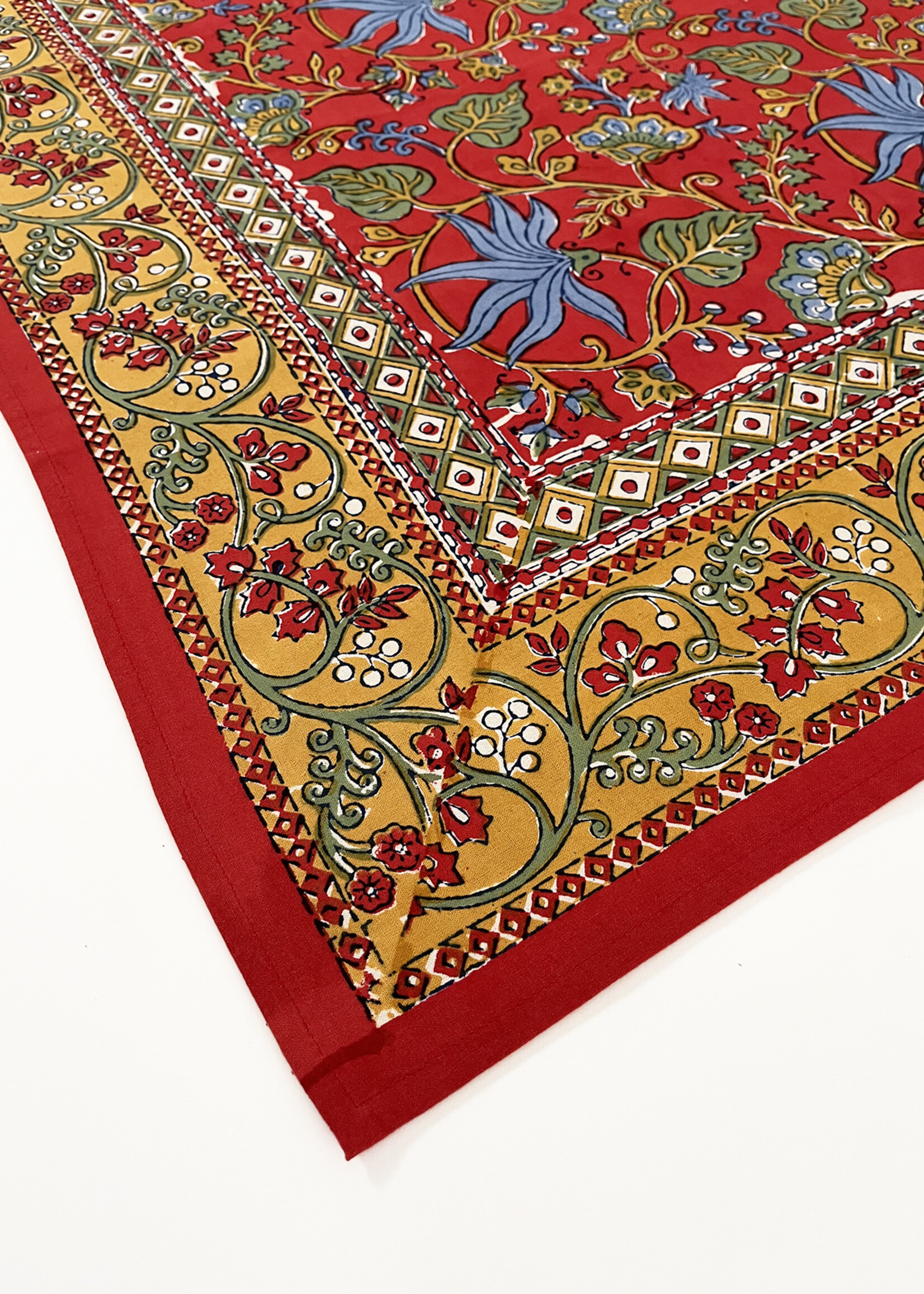Natural Habitat Indo Fleur Red Tablecloth