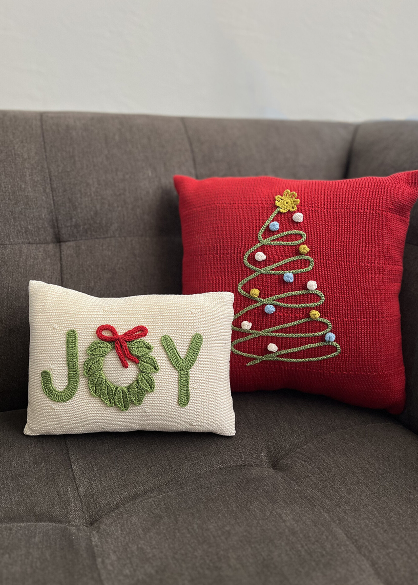 Melange Collection FINAL SALE - 12" Spiral Holiday Tree Pillow