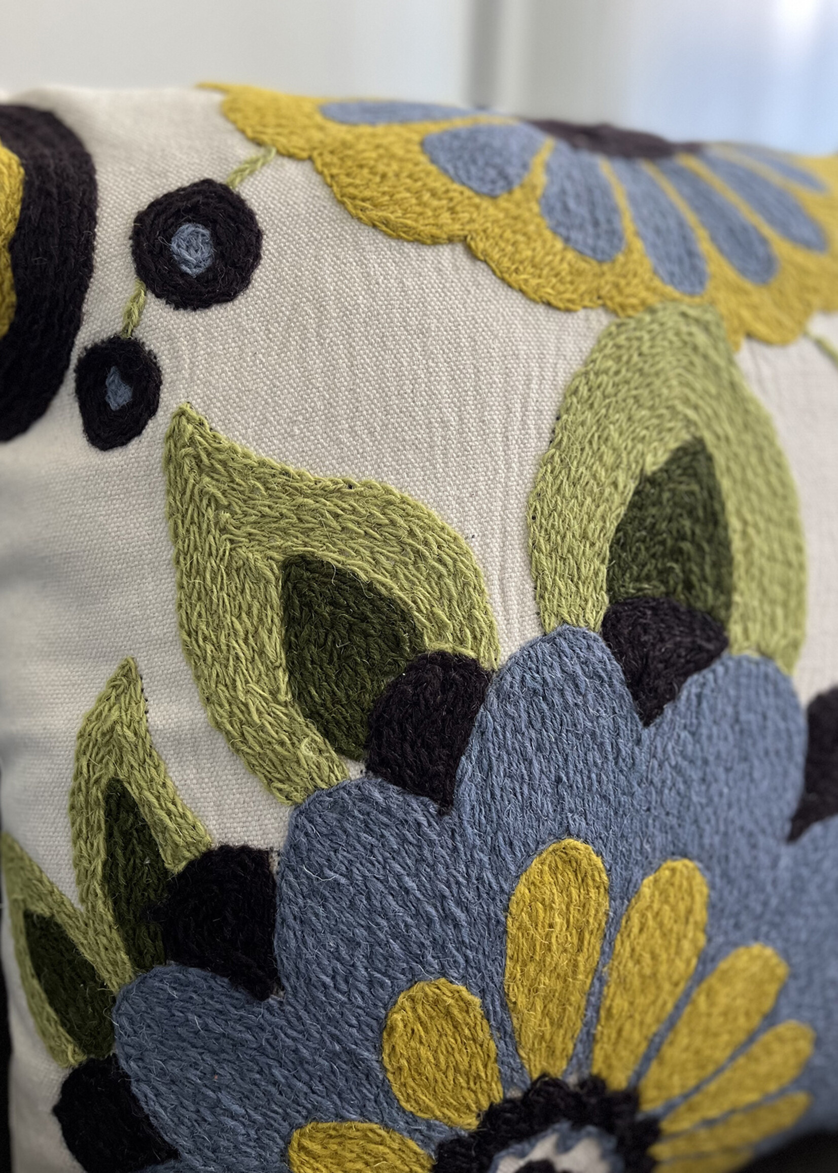 Ten Thousand Villages 18" Bela Embroidered Throw Pillow