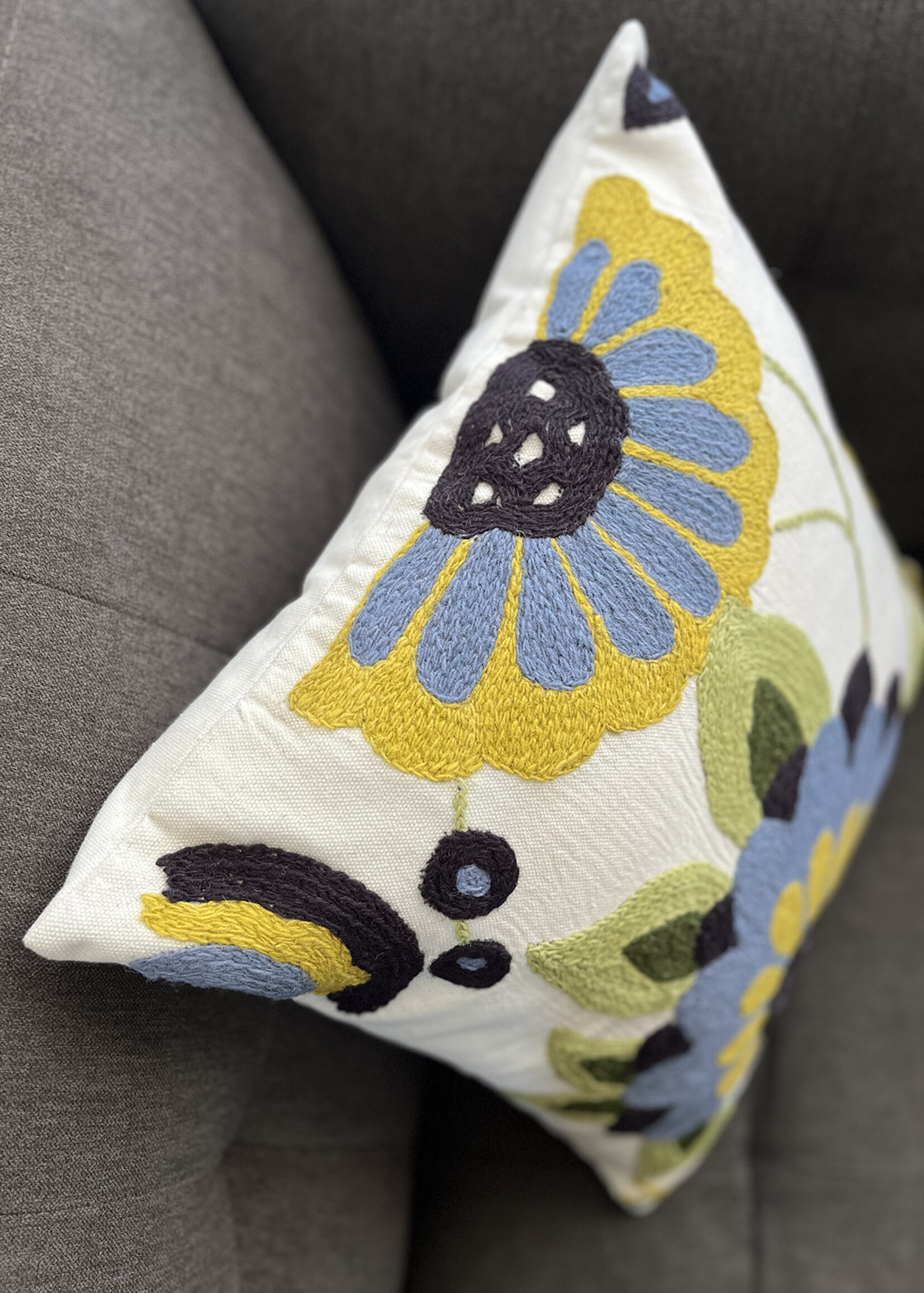 Ten Thousand Villages 18" Bela Embroidered Throw Pillow