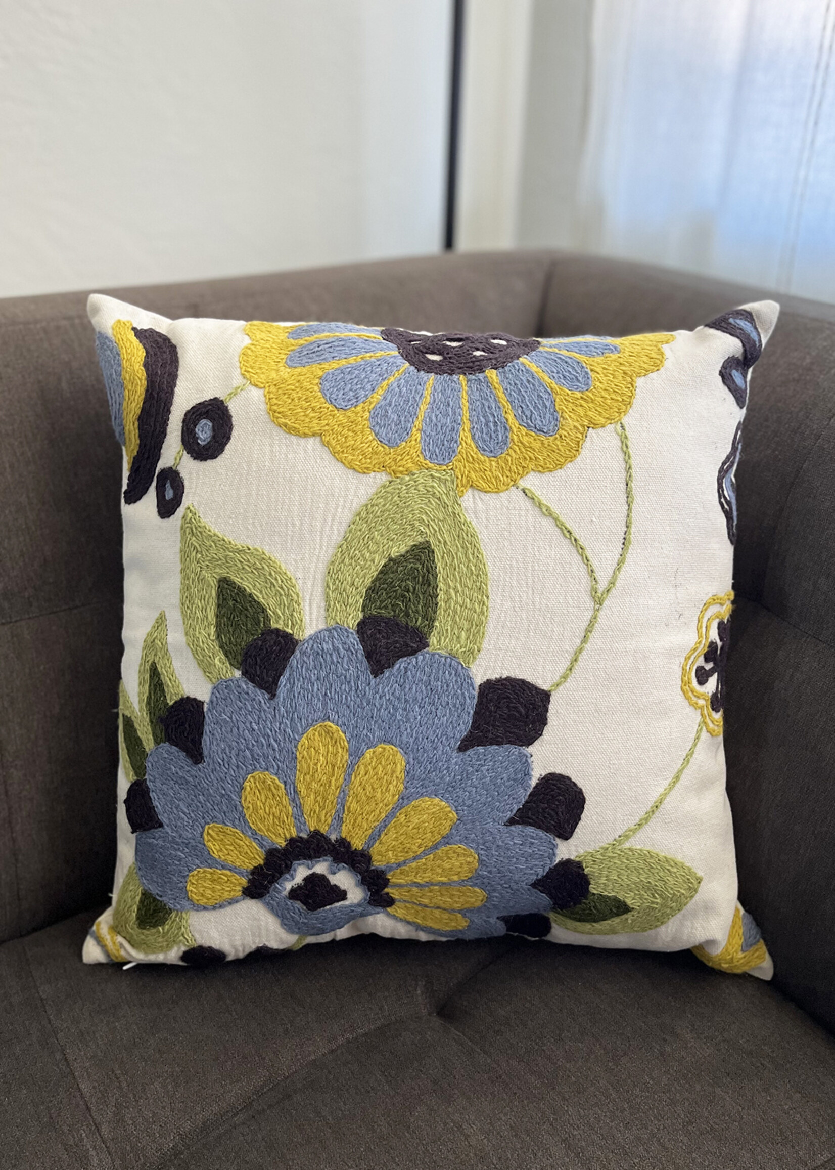 Ten Thousand Villages 18" Bela Embroidered Throw Pillow