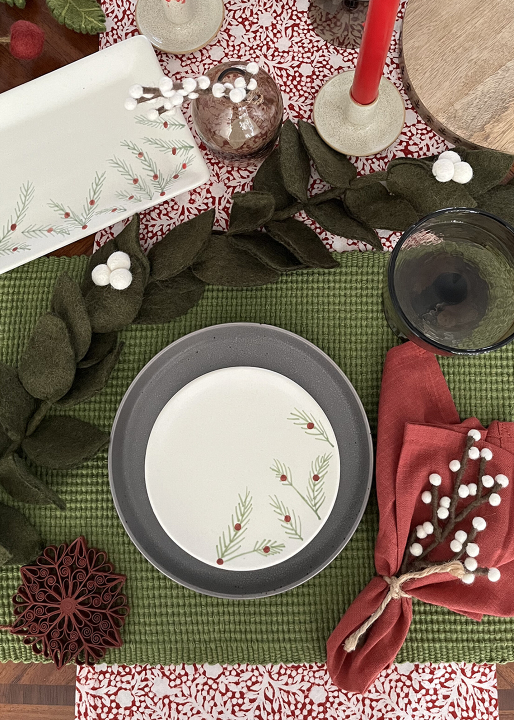 Ten Thousand Villages Sardee Holly Ceramic Serving Dish