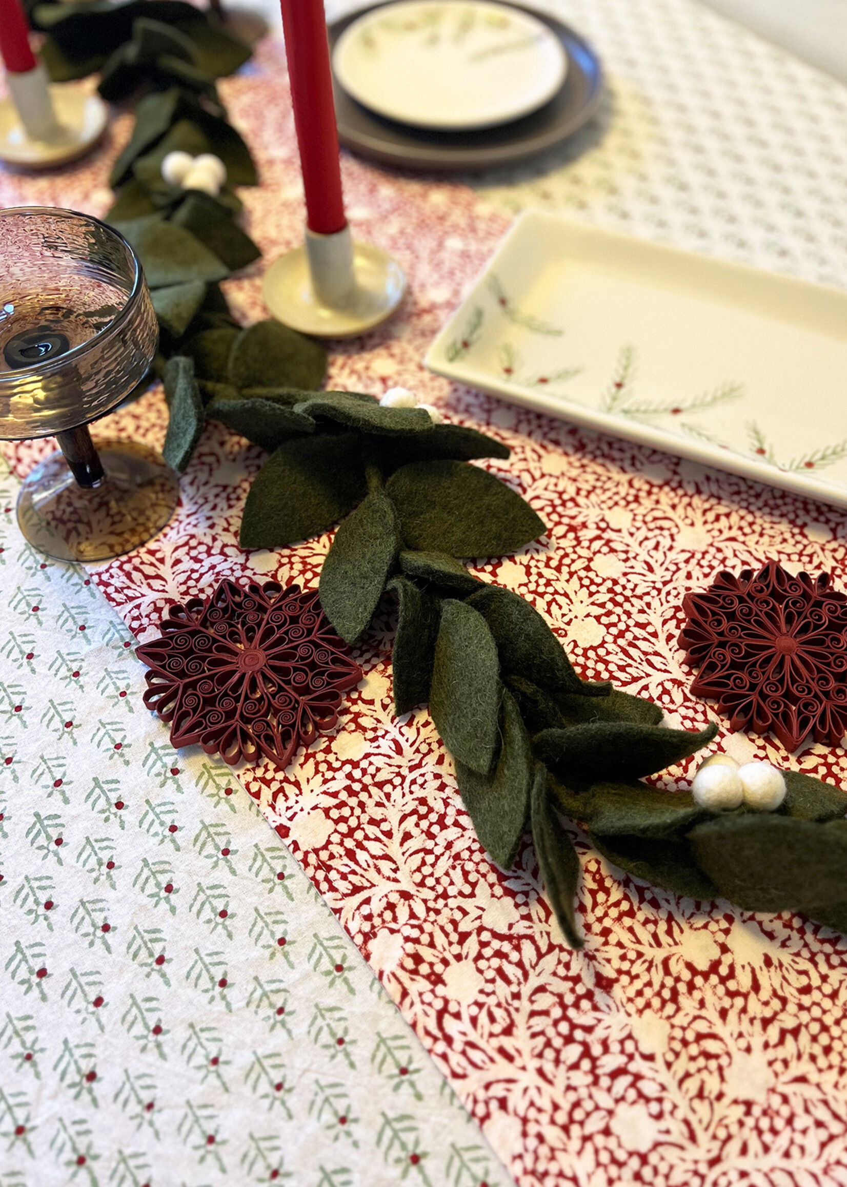 Ten Thousand Villages Quilled Kula Snowflake Ornament - Burgundy