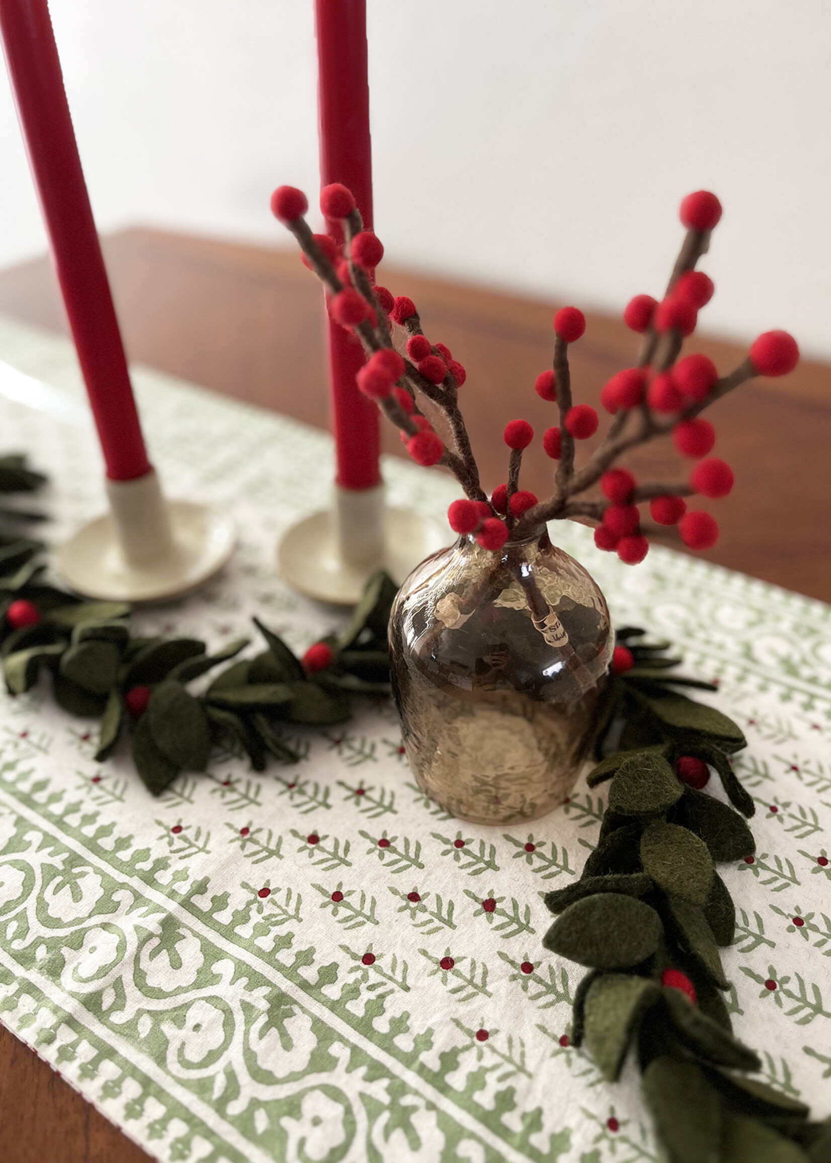 Gry and Sif Mini Felt Branch - Bright Red Berries