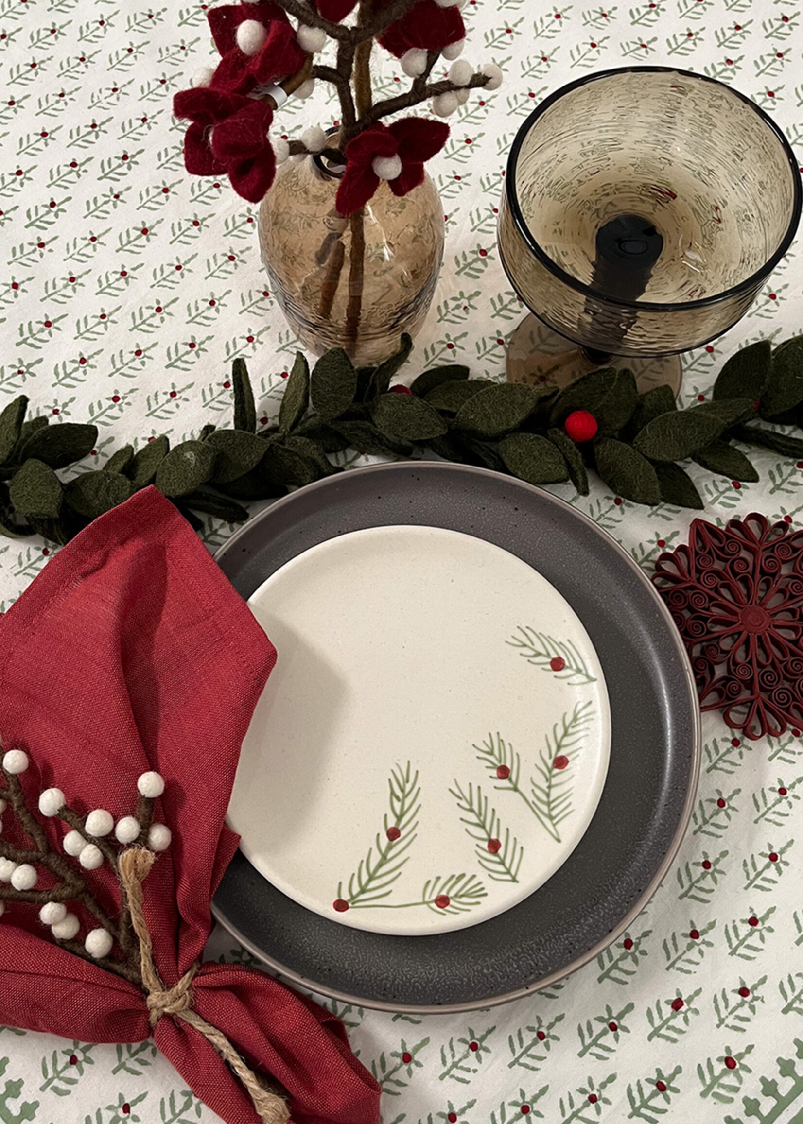 Gry and Sif Mini Felt Branch - White Berries