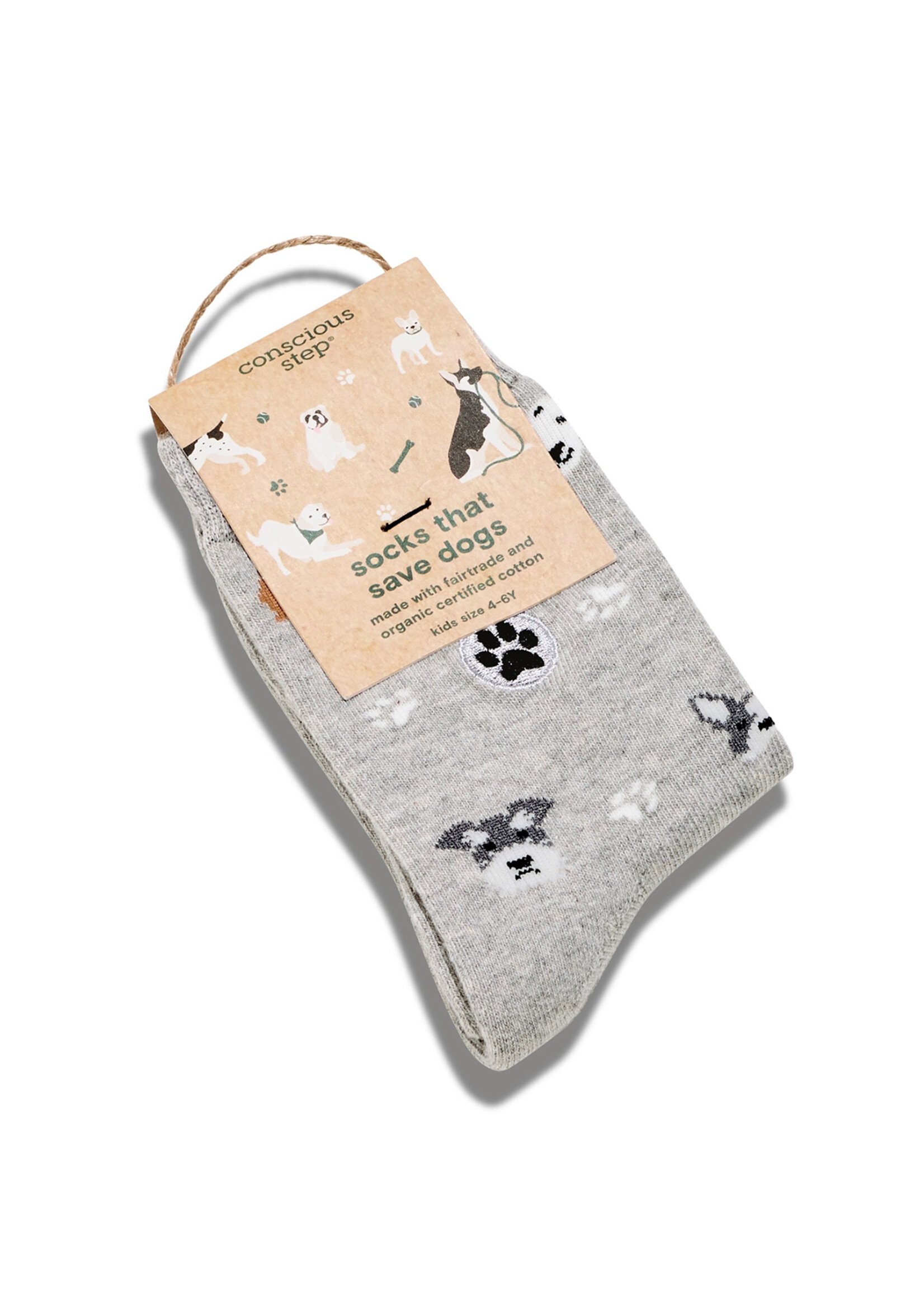 Conscious Step Kids Gray Dog Socks - Preschool