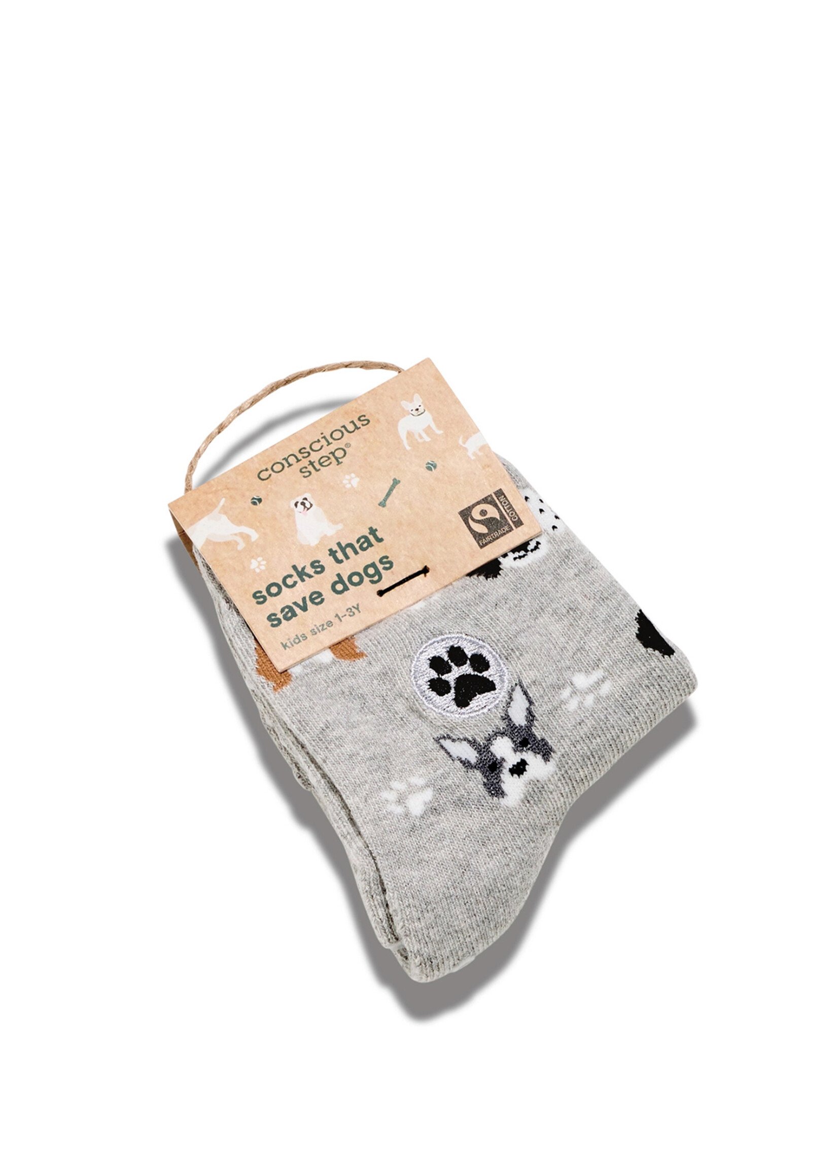 Conscious Step Kids Gray Dog Socks - Toddler