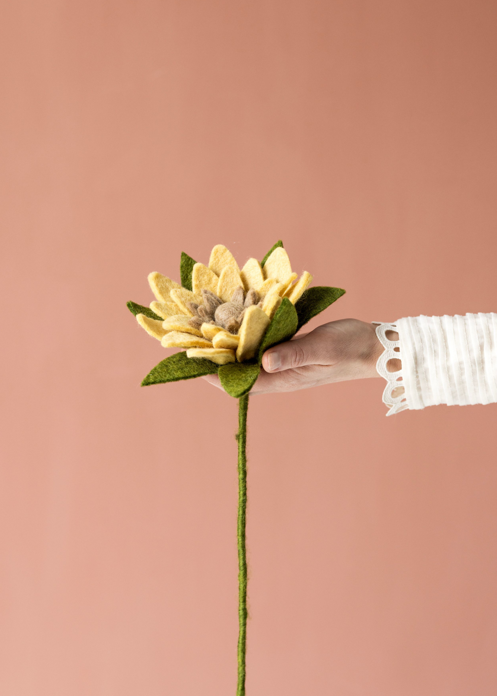 Gry and Sif Light Yellow Sunflower Felt Flower