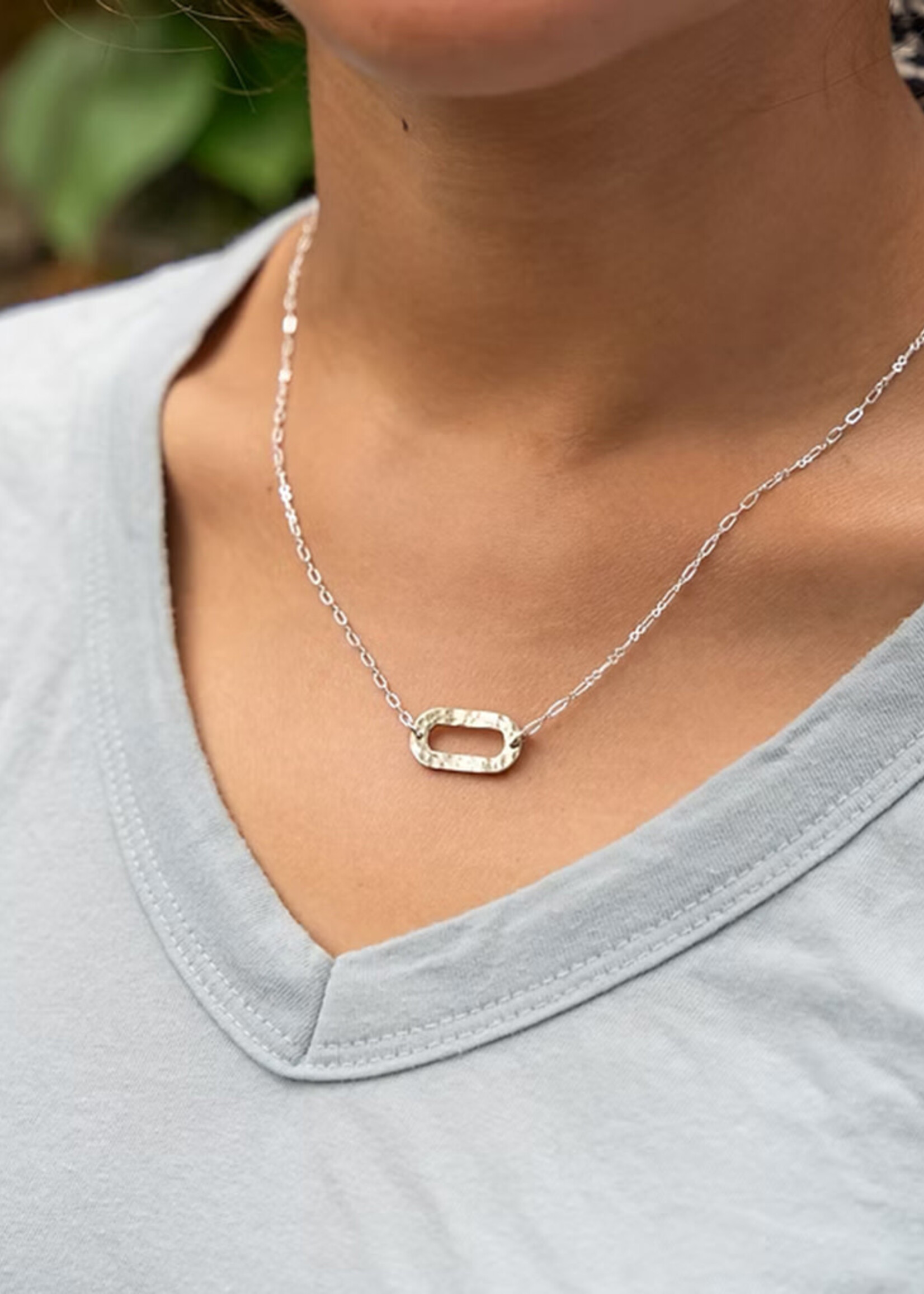 Himalayan Freedom Co Hammered Circle Necklace - Silver Tone