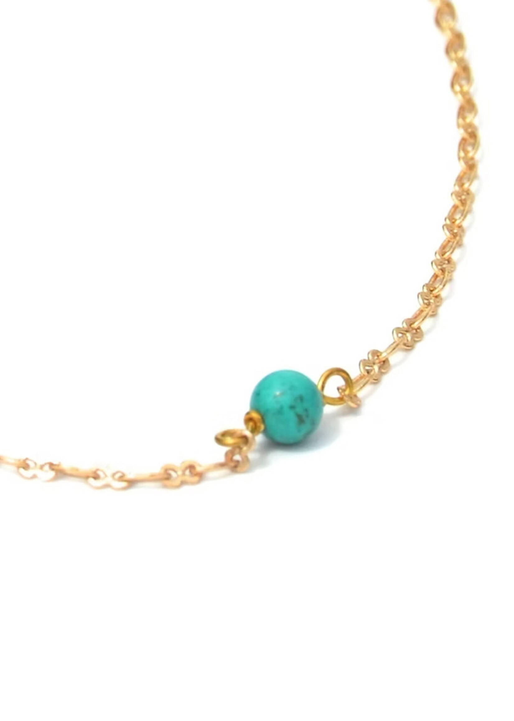 Himalayan Freedom Co Tiny Turquoise Necklace - Gold Tone