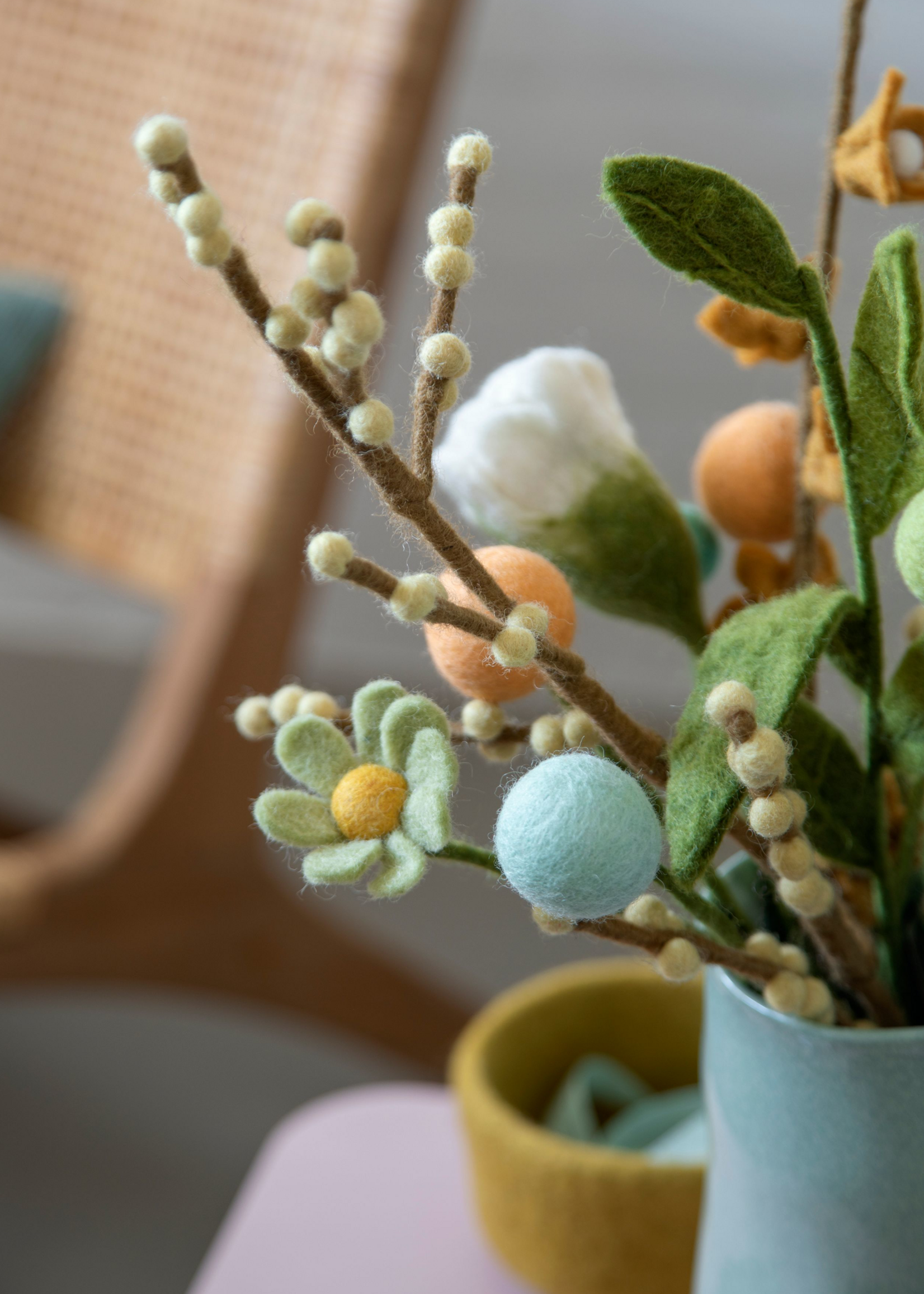 Gry and Sif Felt Branch - Mixed Green Leaves