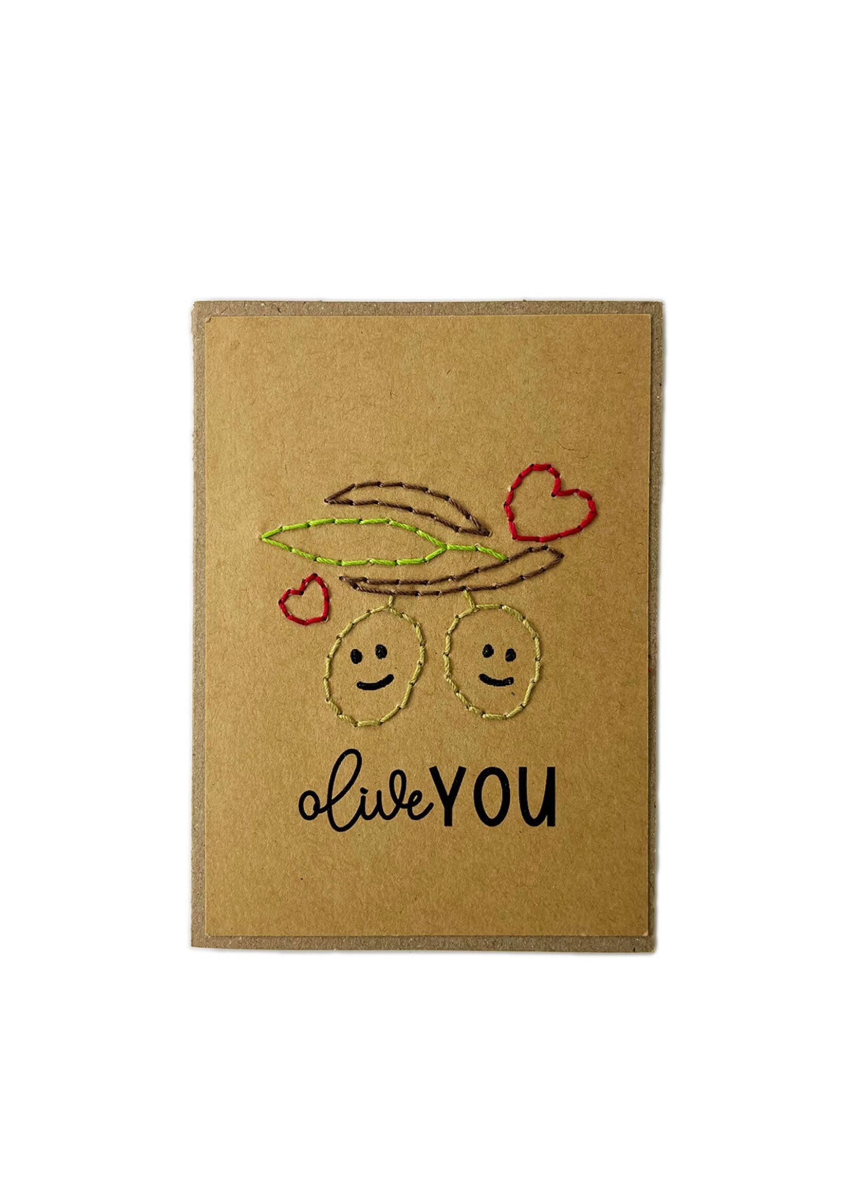 Rosie's Boutique Haiti Olive Love Handstitched Card