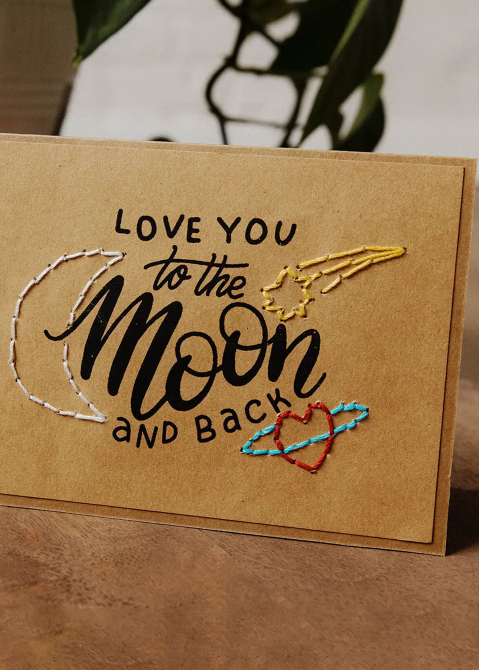 Rosie's Boutique Haiti Love You To The Moon Handstitched Card