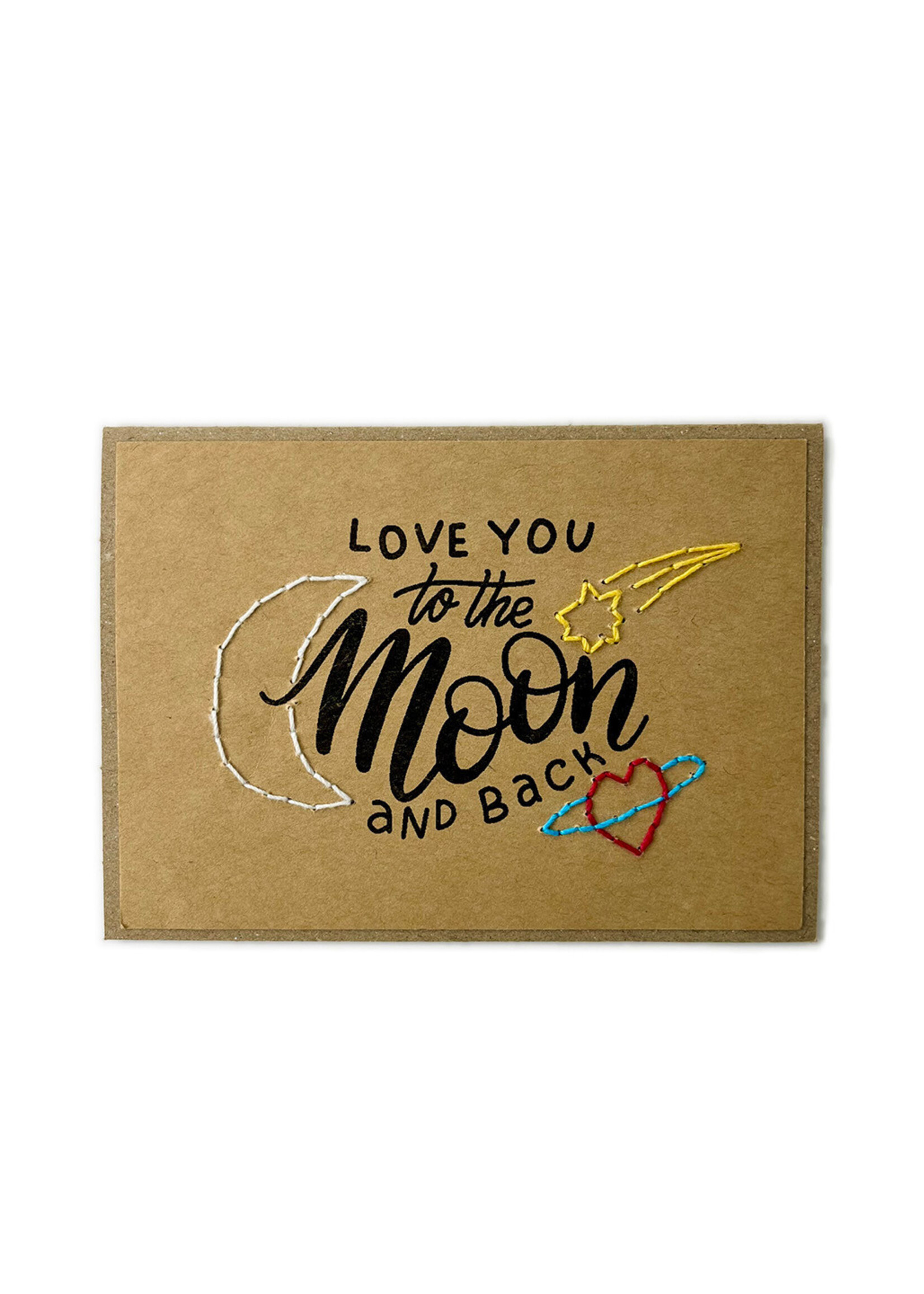 Rosie's Boutique Haiti Love You To The Moon Handstitched Card