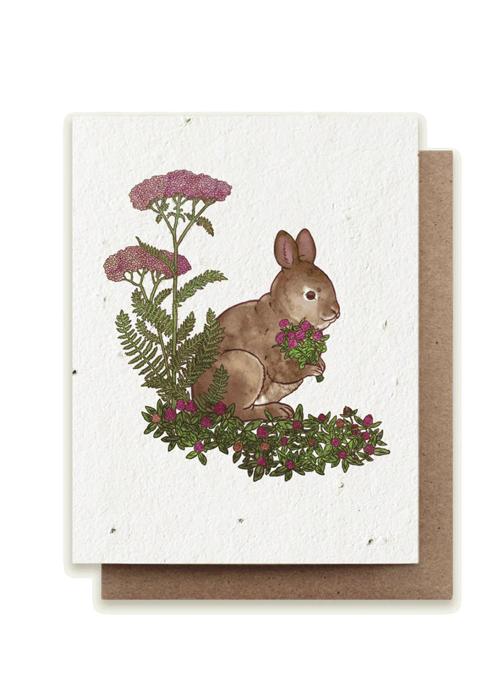 Small Victories Rabbit Gathering Herbs Plantable Card