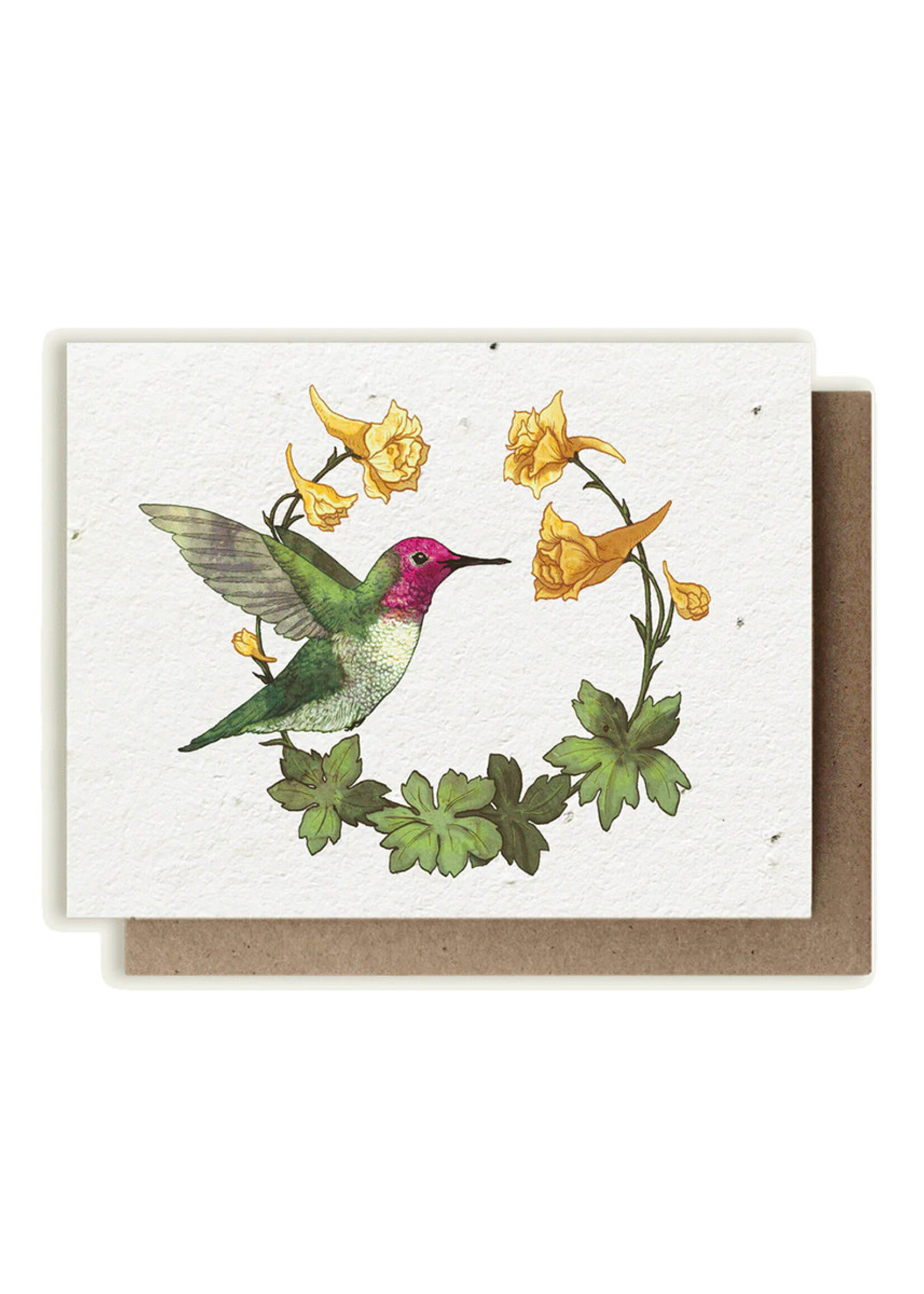 Small Victories Anna's Hummingbird & Yellow Larkspur Plantable Card