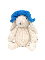 Melange Collection Knit Toy White Bunny with Blue Sun Hat