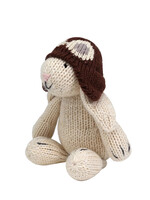 Melange Collection Knit Toy White Bunny with Aviator Hat
