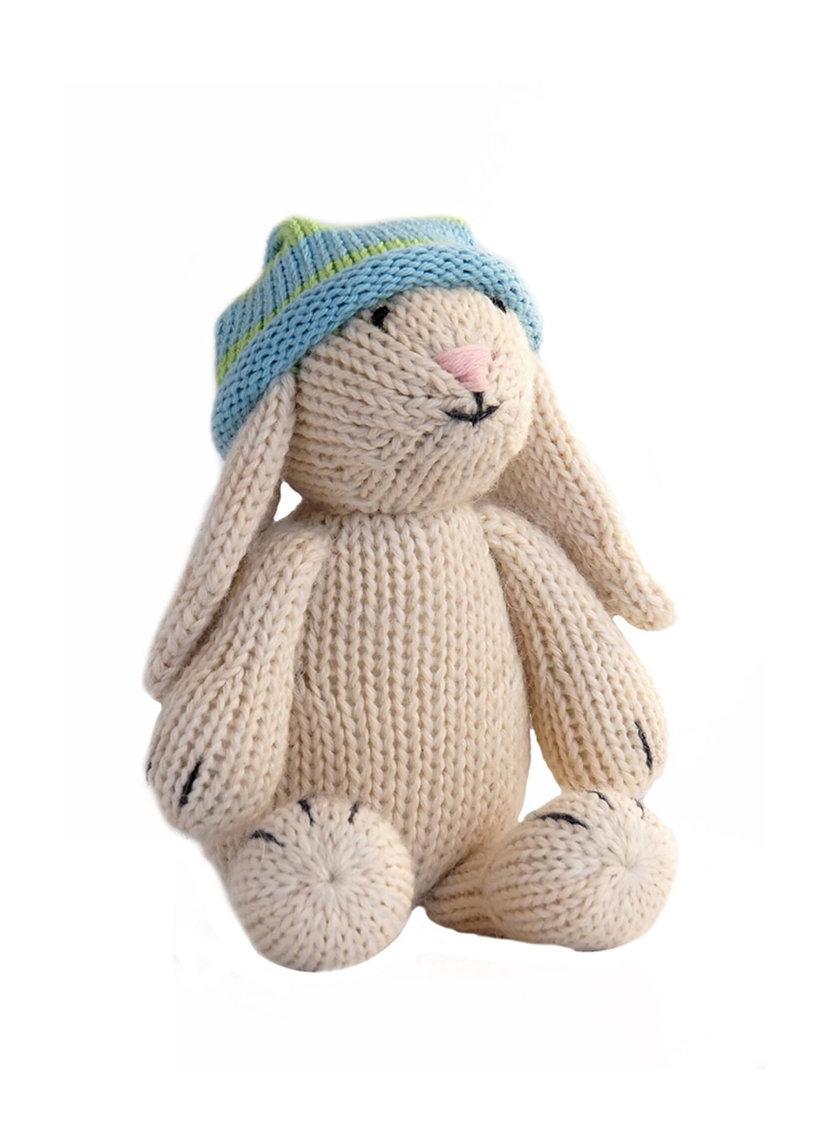 Melange Collection Knit Toy White Bunny with Slouch Hat