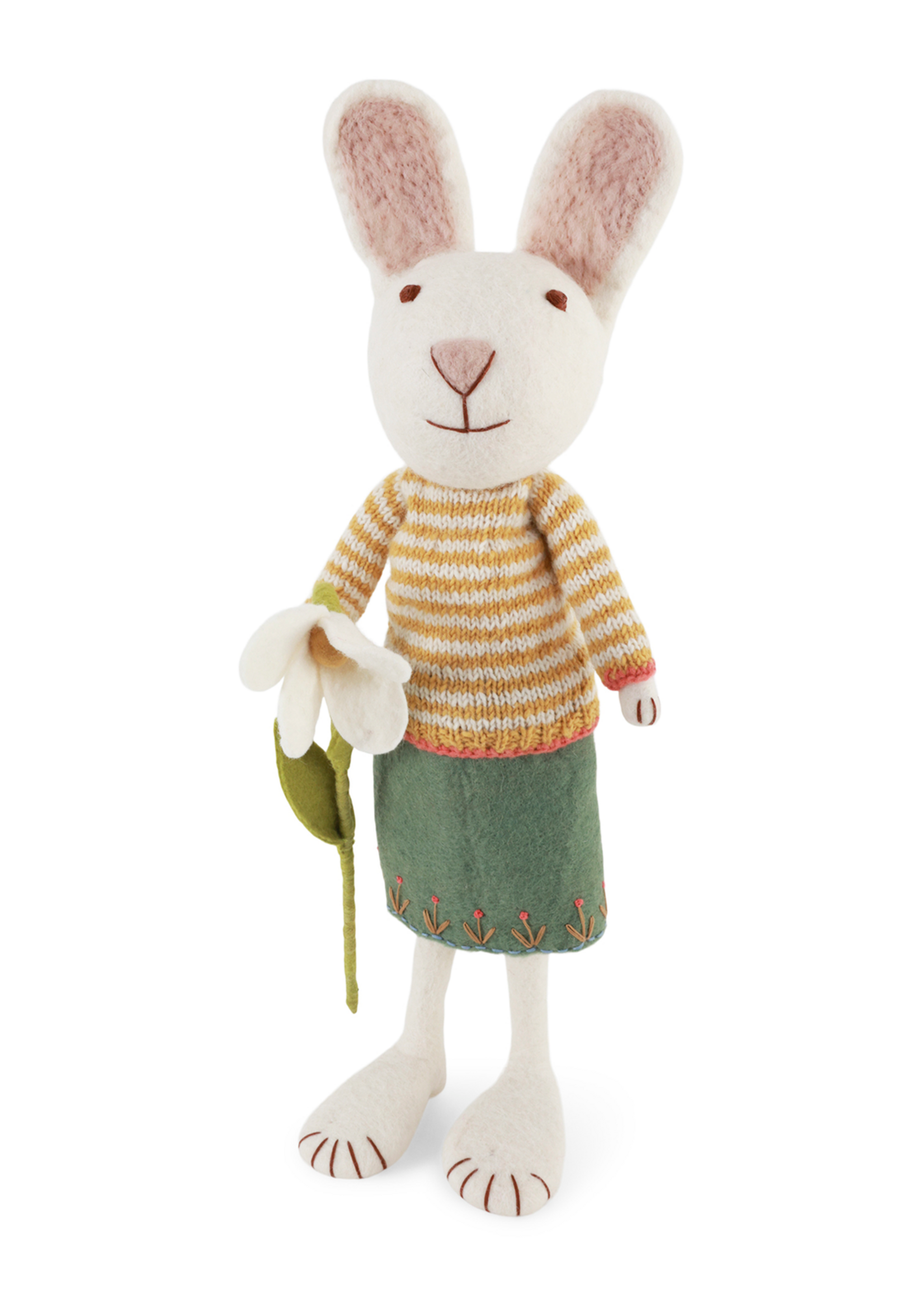 Gry and Sif Extra Large White Girly Bunny with Snowdrop Flower