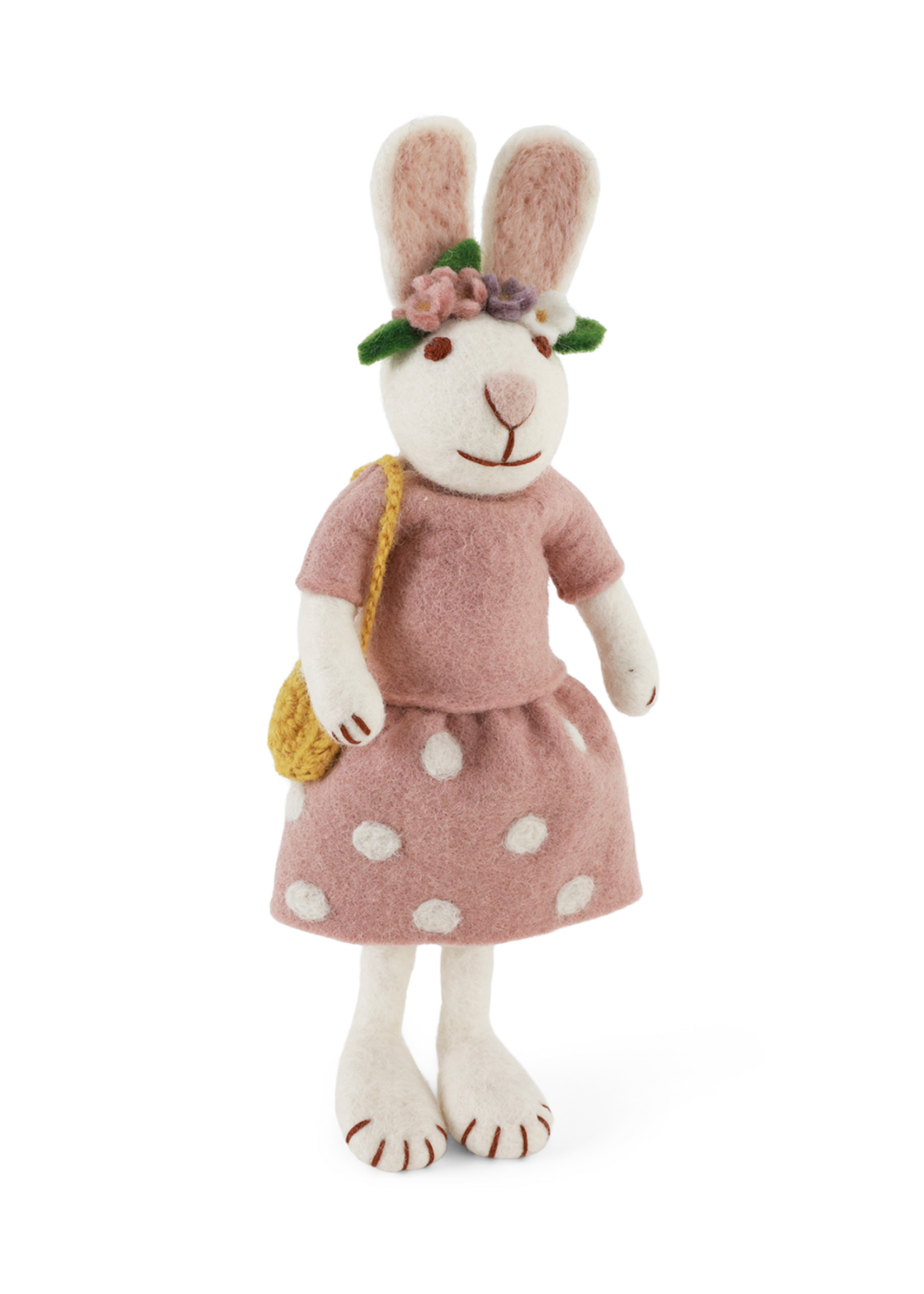 Gry and Sif Felt White Girly Bunny with Flower Hair Band