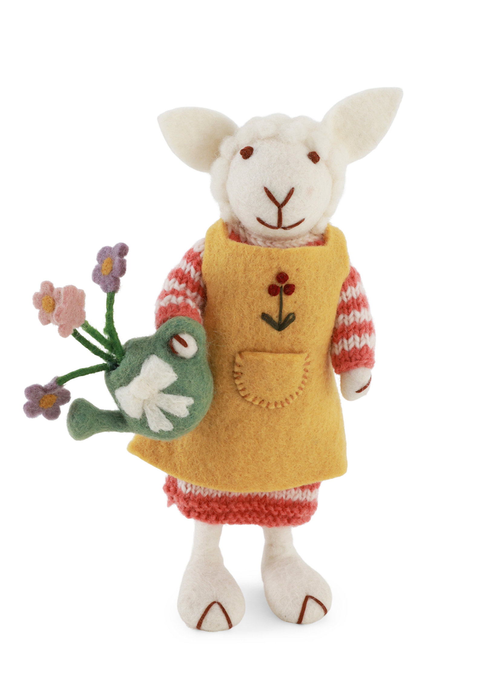 Gry and Sif Felt White Girly Sheep with Watering Can