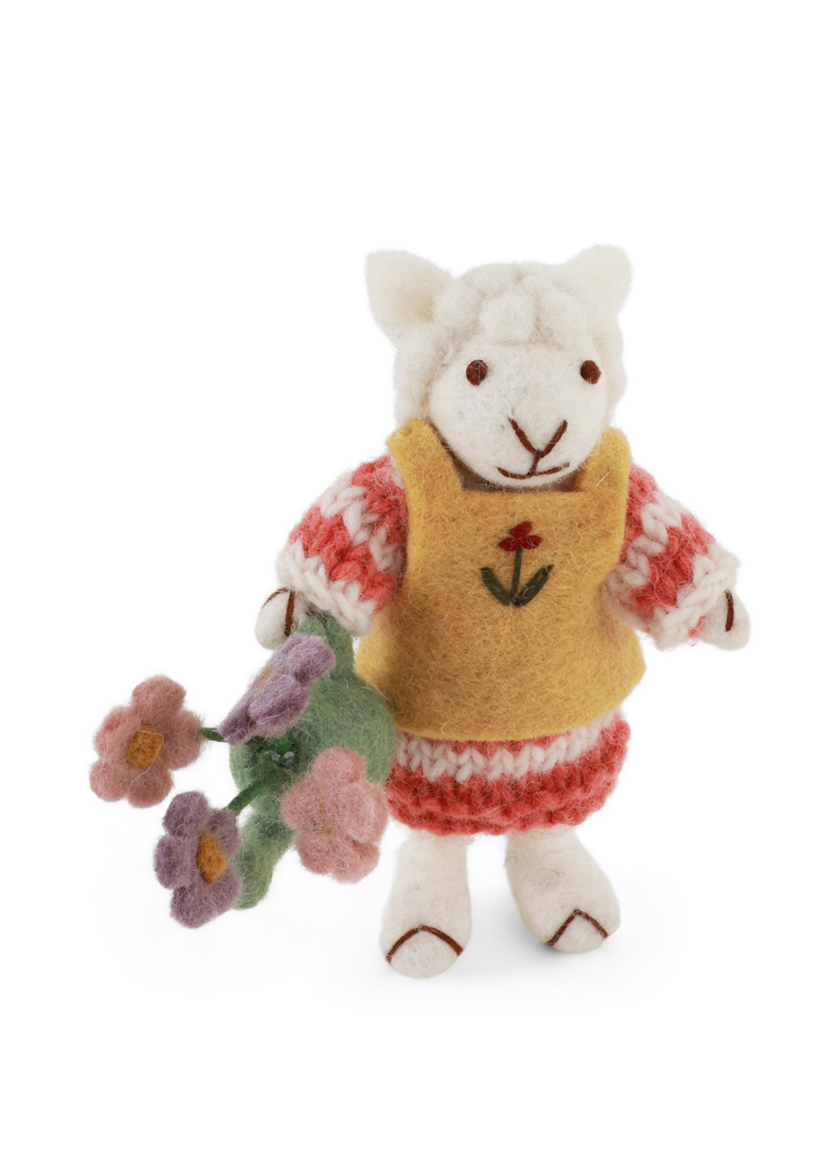 Gry and Sif Felt White Girly Sheep with Watering Can Ornament