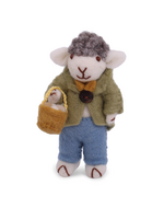 Gry and Sif Felt Grey Sheep Ornament - Jacket & Egg Basket