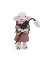 Gry and Sif Felt White Sheep Ornament - Skirt & Snowdrop