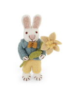 Gry and Sif Felt Bunny Ornament - Blue Jacket & Daffodil