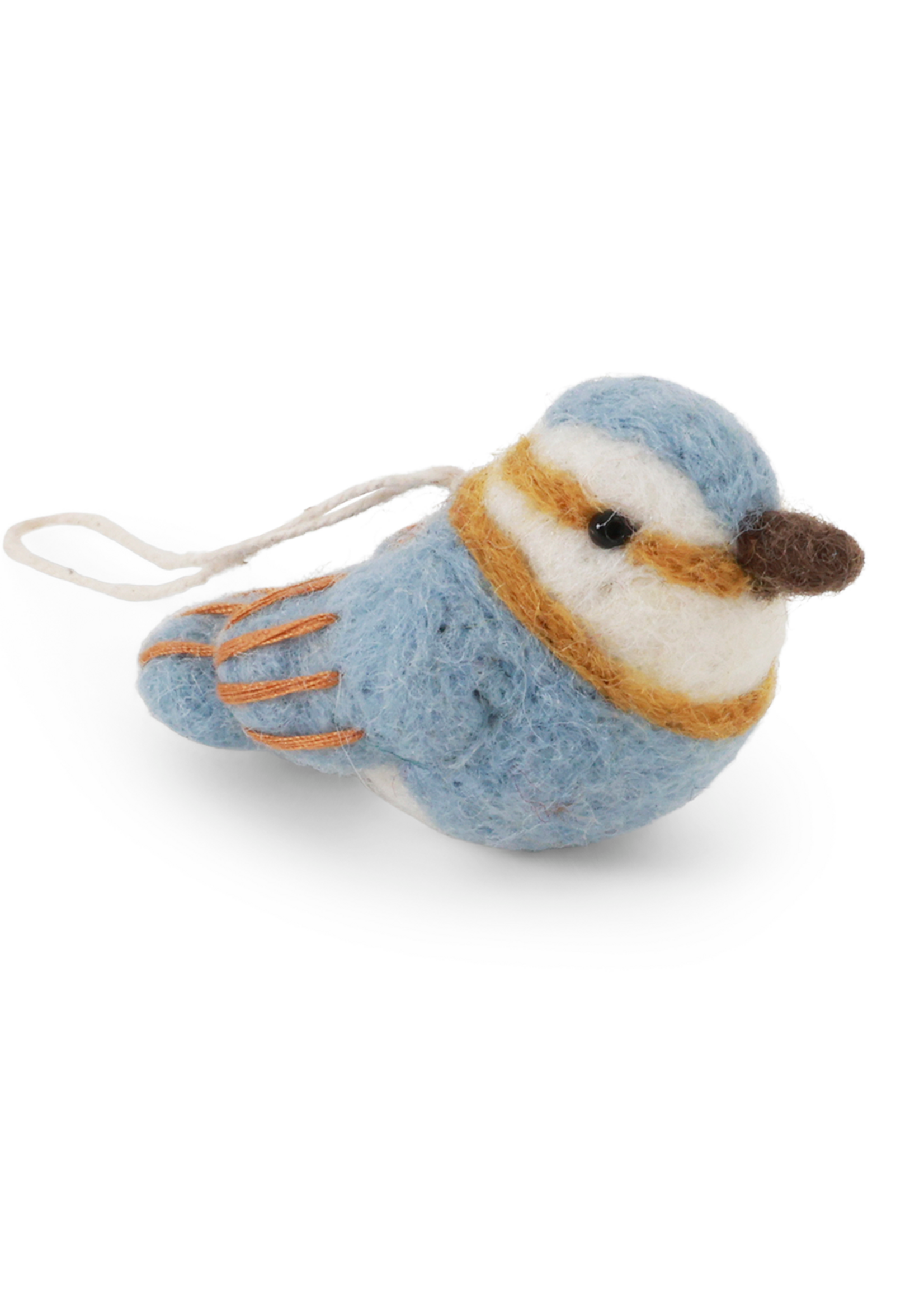 Gry and Sif Felt Spinus Bird Ornament - Blue