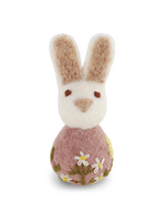 Gry and Sif Small Felt Bunny with Flower Embroidery Ornament  - Lavender