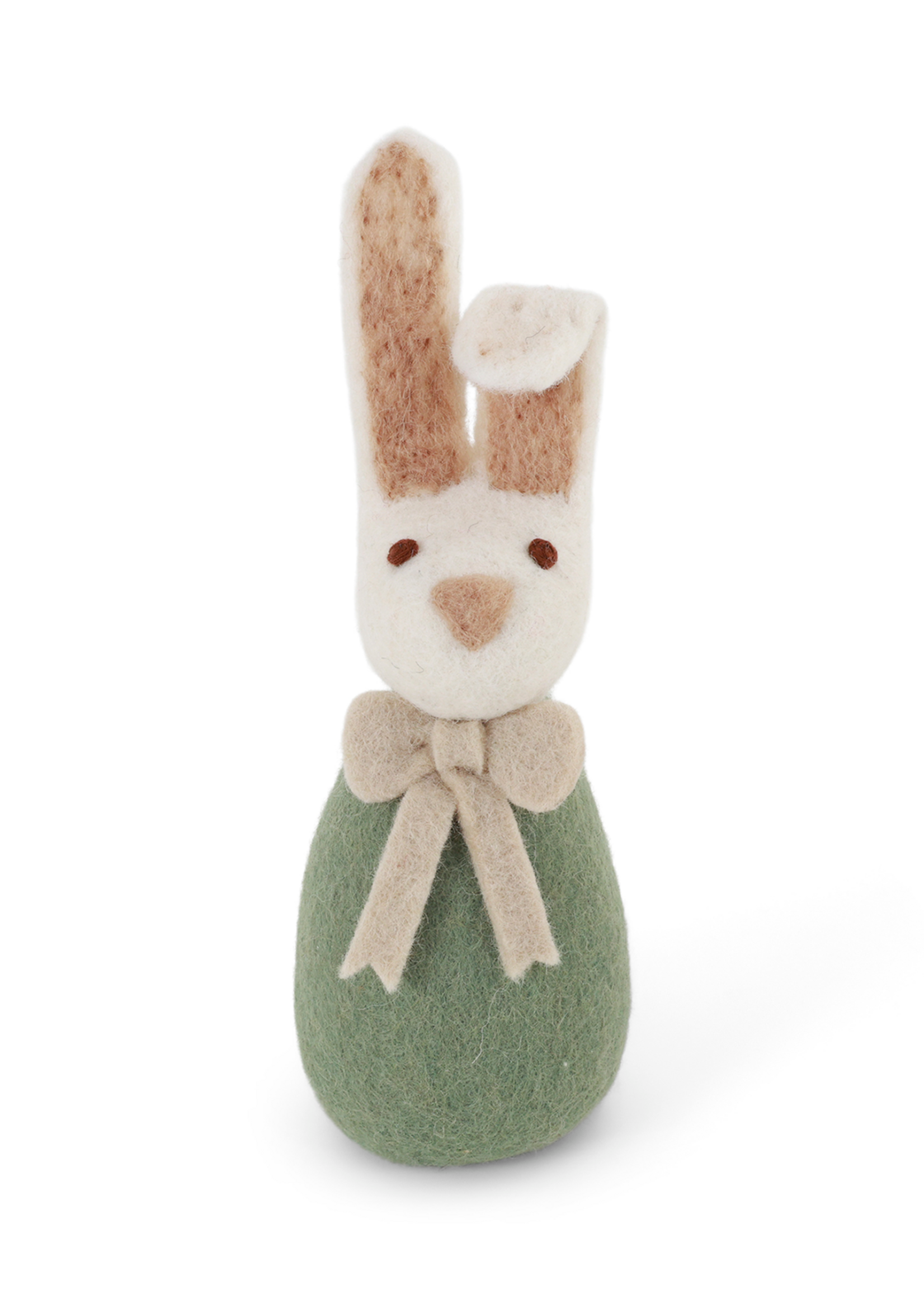 Gry and Sif Felt Bunny with Bow - Green