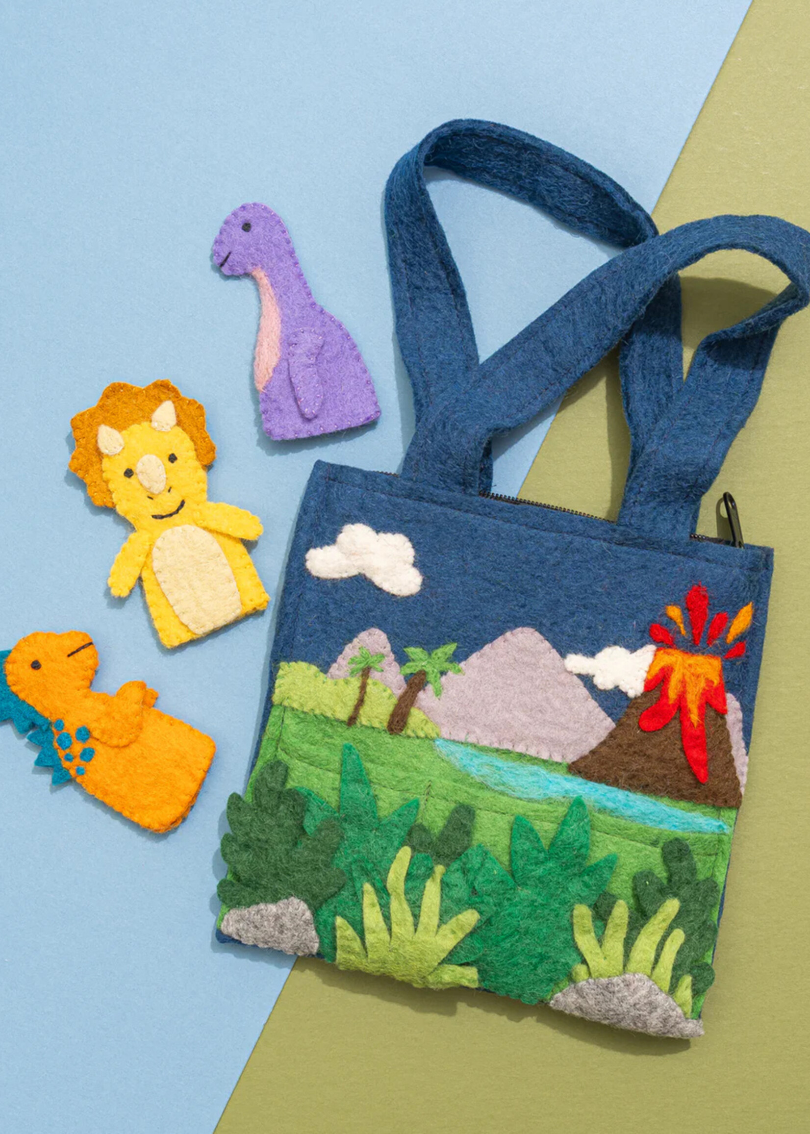 Global Goods Partners Dinosaur Felt Puppet Bag