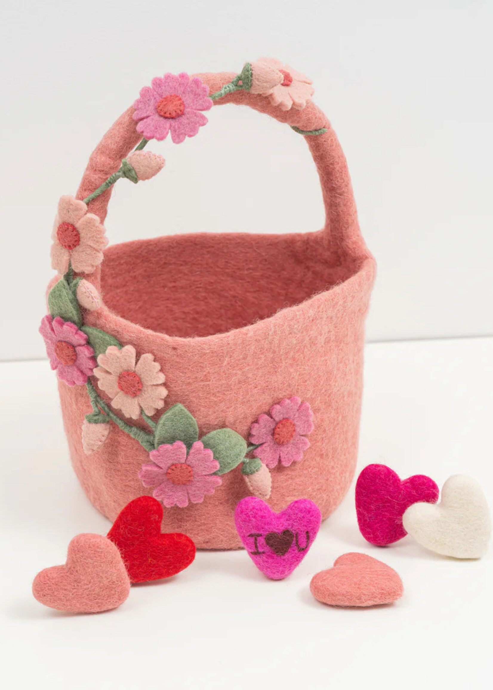 Global Goods Partners Pink Felt Flower Bucket