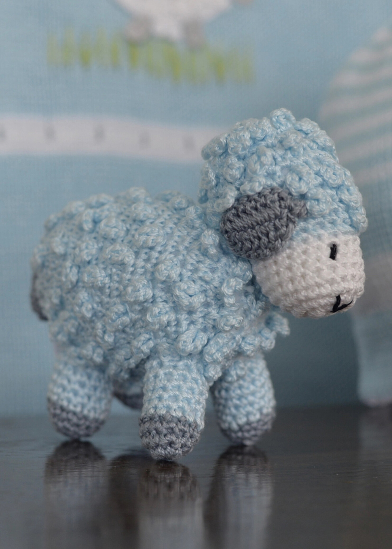 Melange Collection Crochet Toy Lamb - Blue