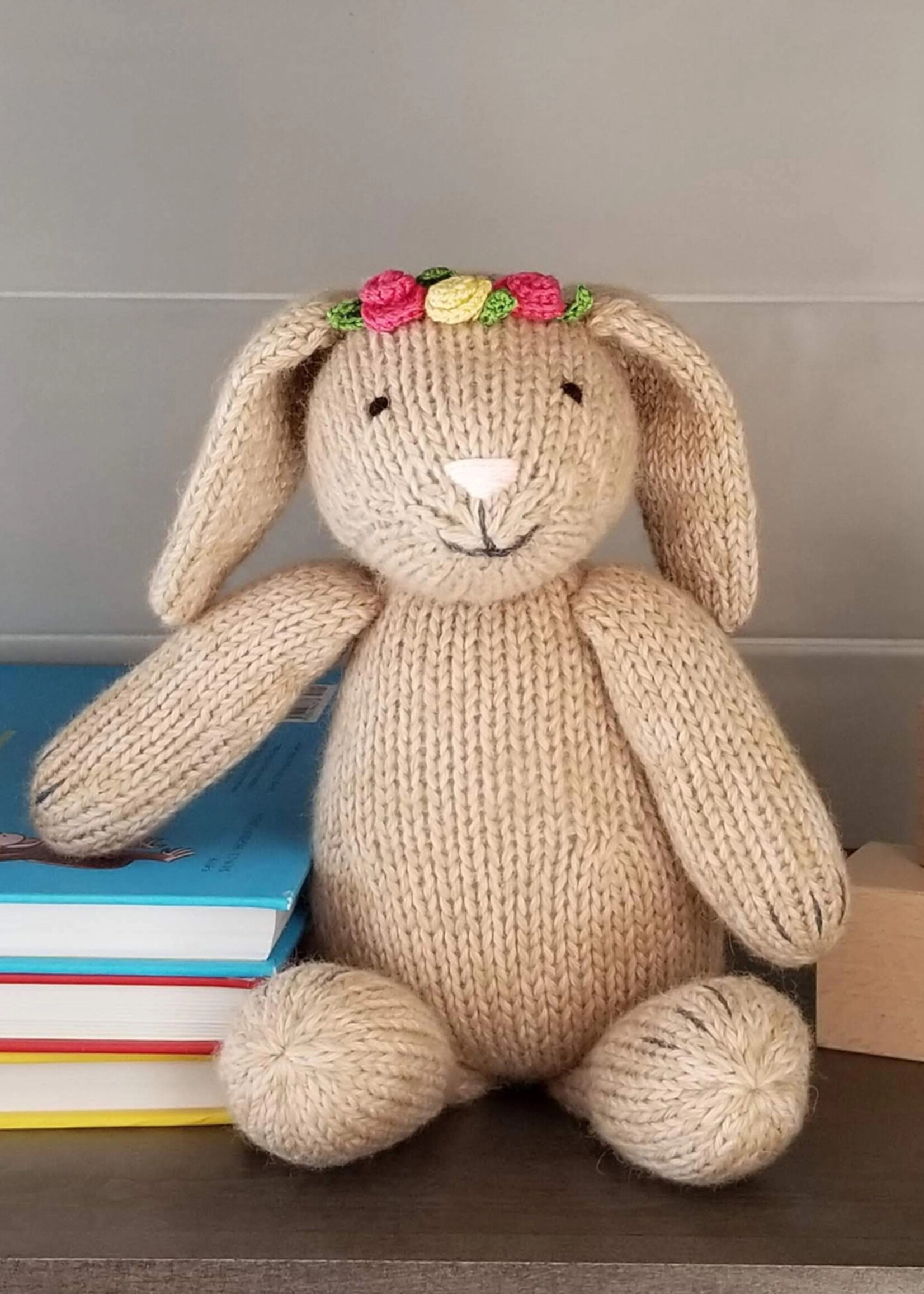 Melange Collection Knit Toy Bunny with Flowers