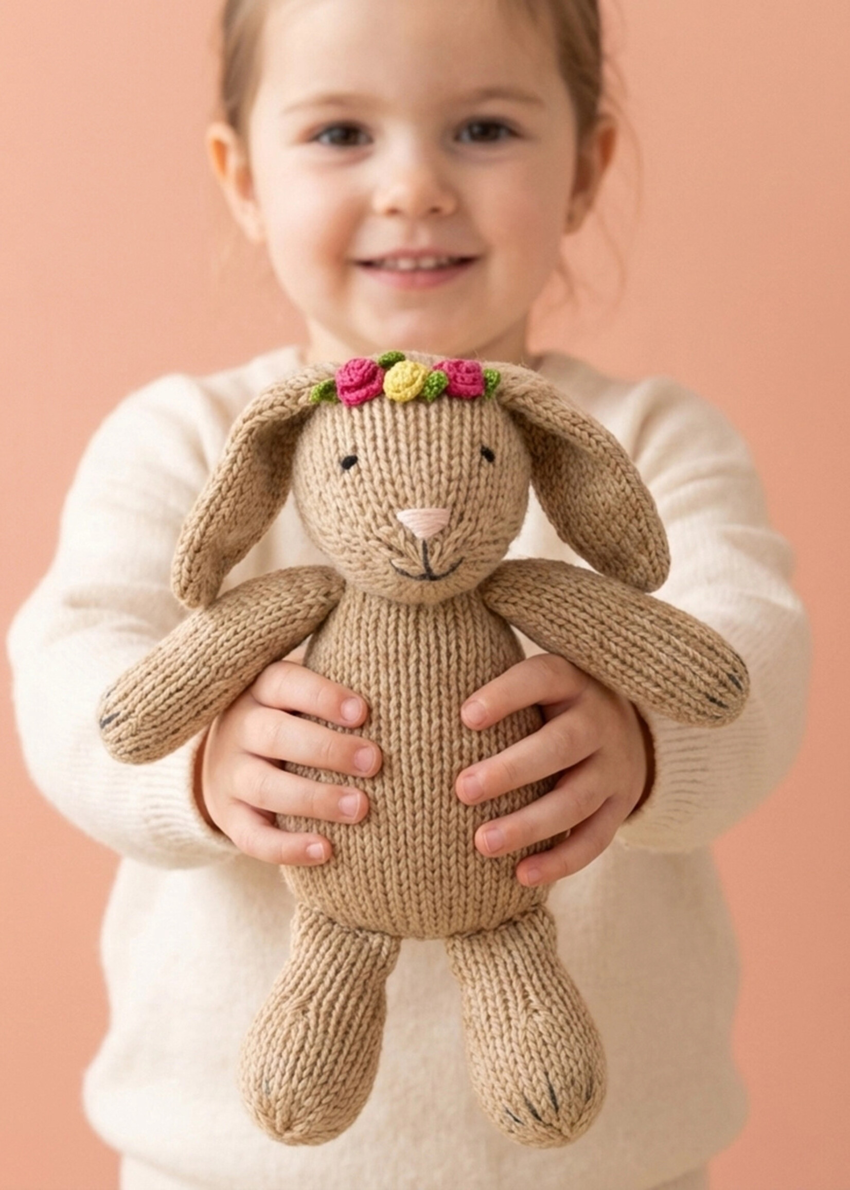 Melange Collection Knit Toy Bunny with Flowers