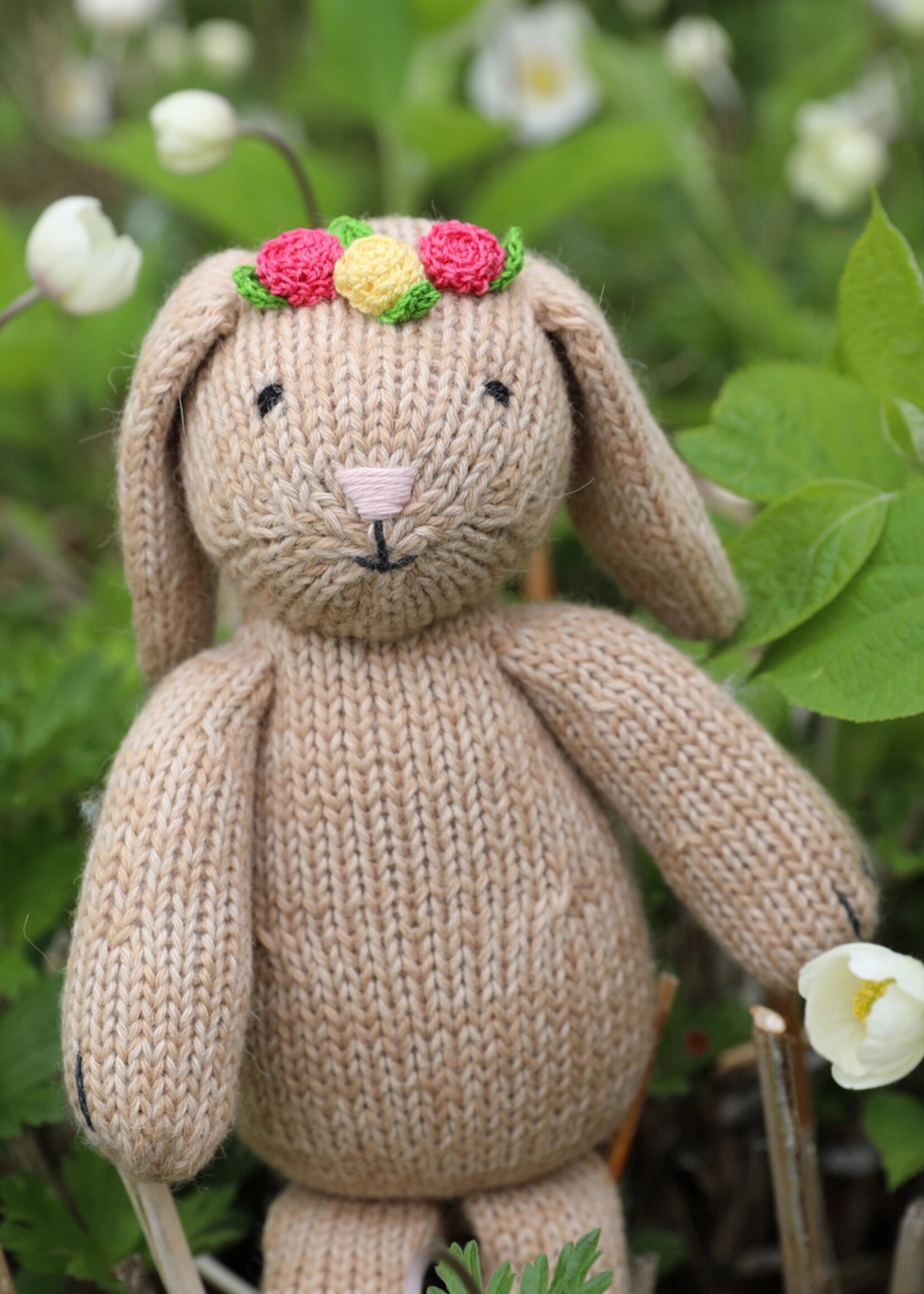 Melange Collection Knit Toy Bunny with Flowers