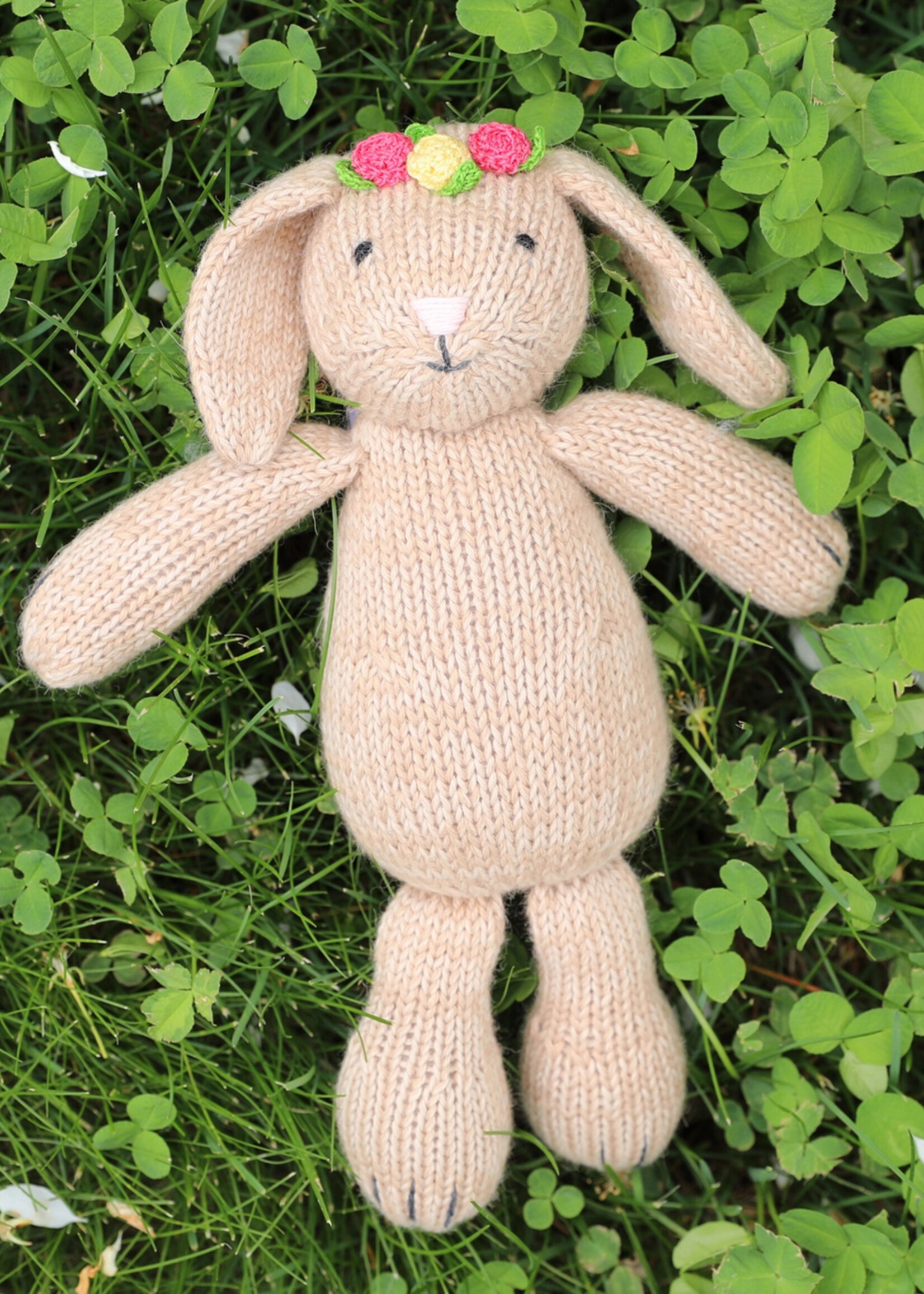 Melange Collection Knit Toy Bunny with Flowers