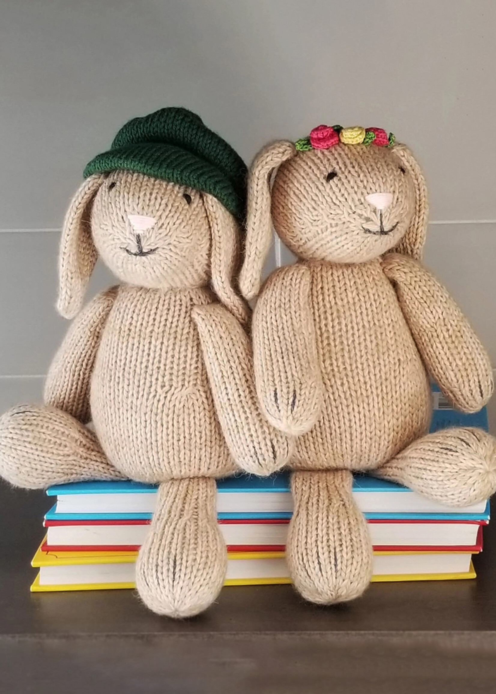 Melange Collection Knit Toy Bunny with Flowers