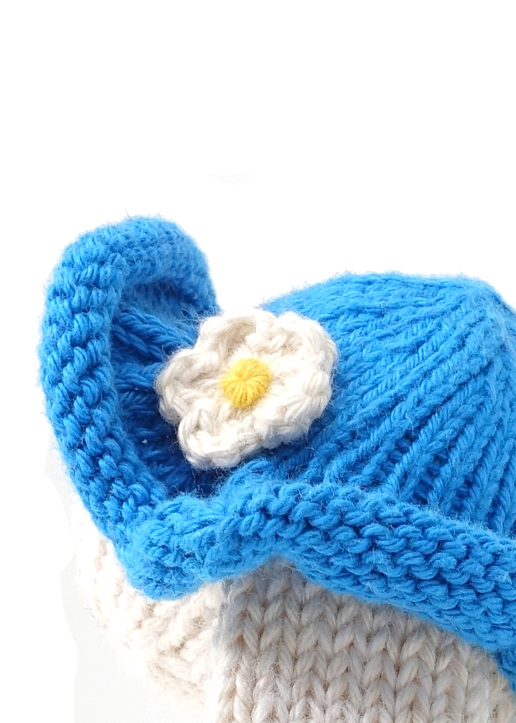 Melange Collection Knit Toy White Bunny with Blue Sun Hat