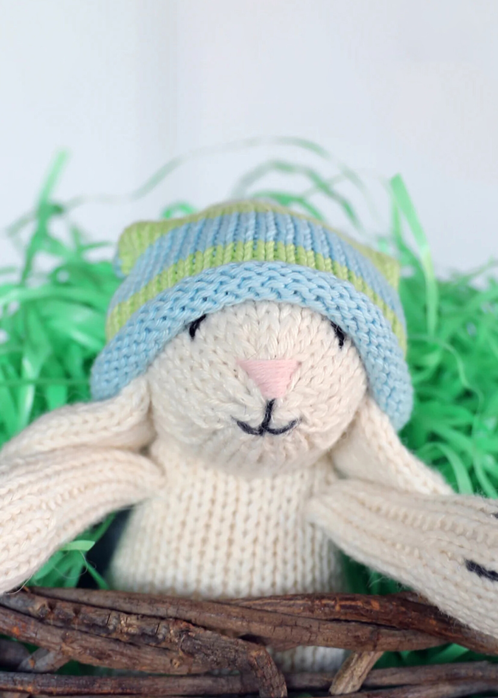 Melange Collection Knit Toy White Bunny with Slouch Hat